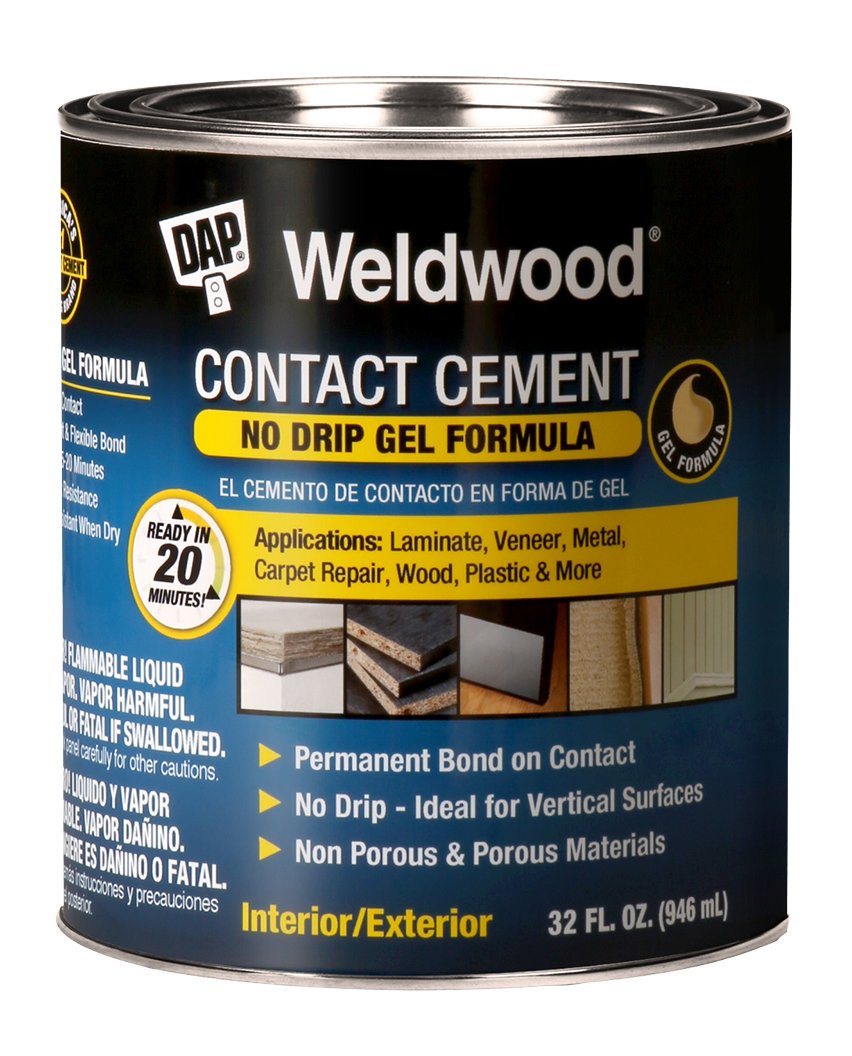 DAP 7079825312 Original Contact Cement Gel - 32 FL OZ Tan Color - High Strength Adhesive for Wood, Metal, Leather & More - Perfect for DIY Projects, Home Repairs & Crafting