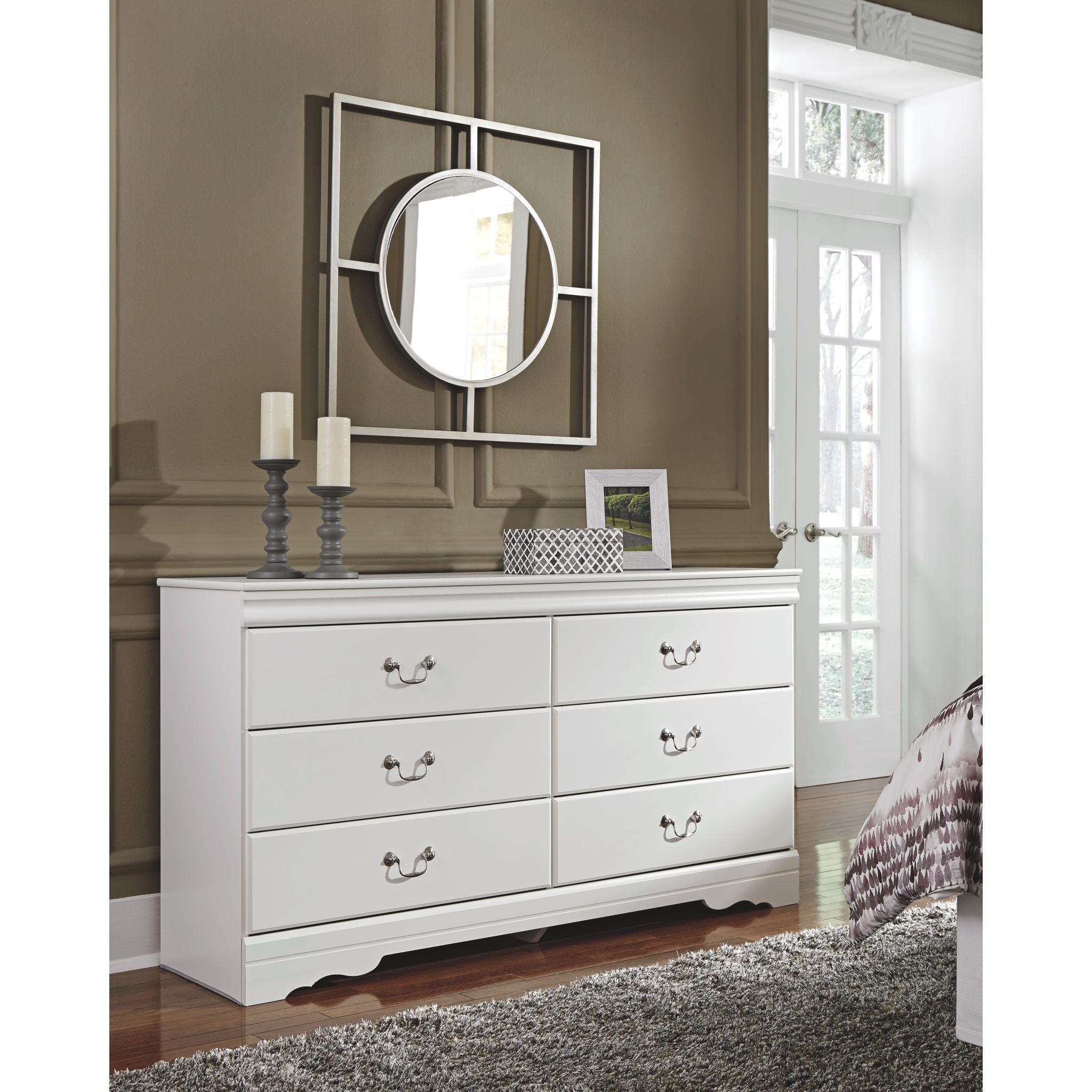 Anarasia White Dresser - Modern 6-Drawer Chest for Bedroom, Living Room & Office Storage | Solid Wood Furniture for Home Organization & Decor