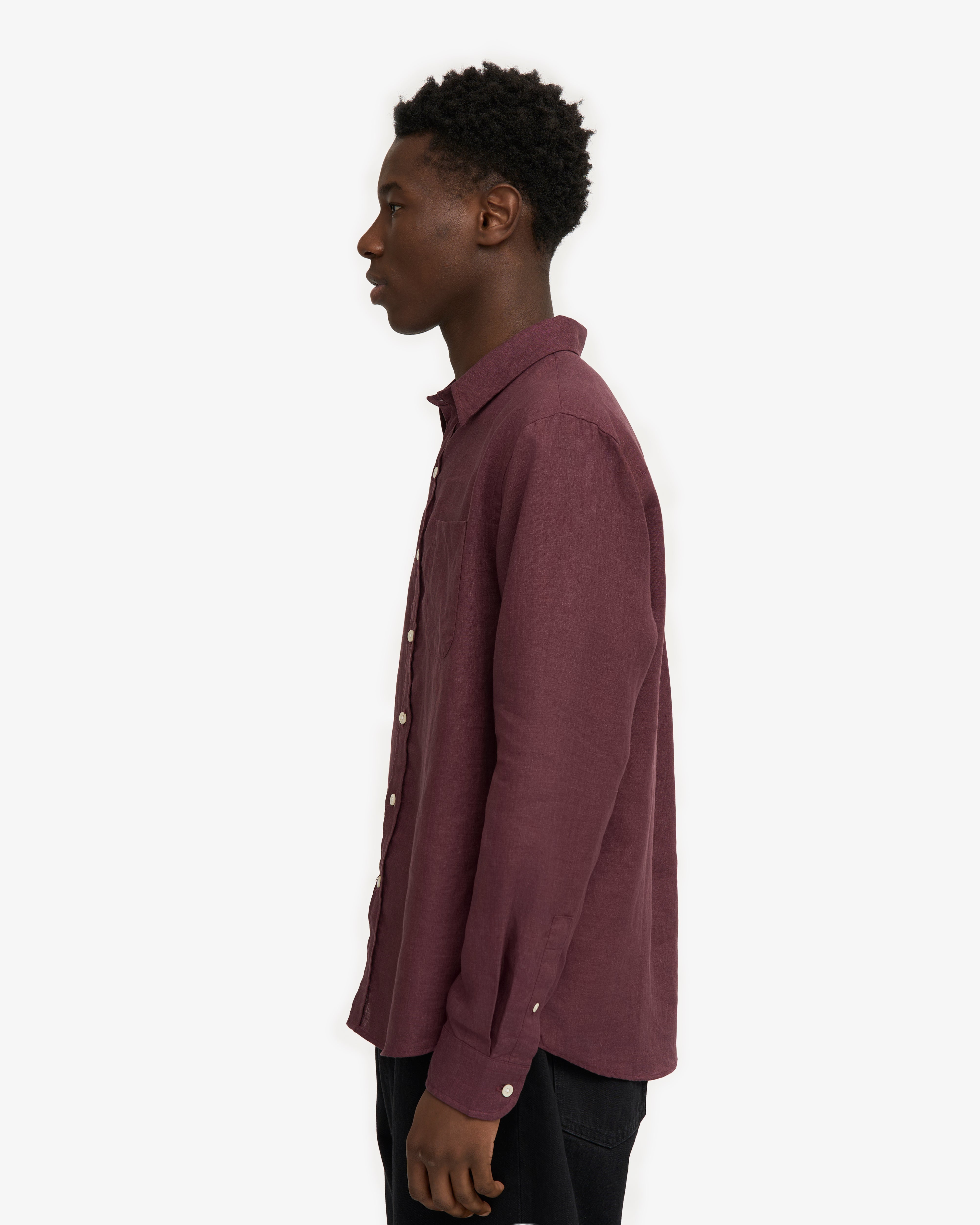 Premium Linen Shirt for Men - Breathable Oxblood Red Button Down Shirt - Casual Summer Office Wear & Vacation Outfit
