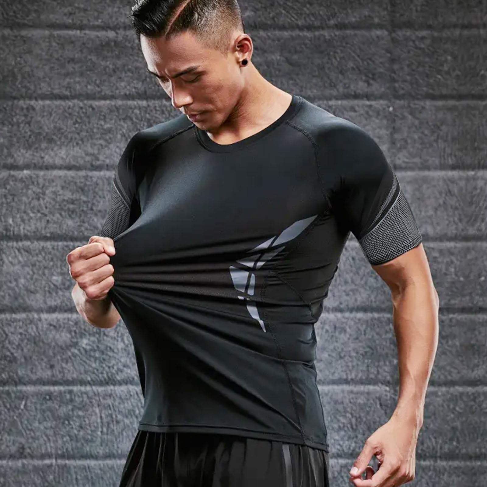 BOOMCOOL 5-Piece Men's Gym Clothes Set - Compression T-Shirt, Running Jacket, Leggings & Shorts - Moisture Wicking Activewear for Workout, Jogging & Training (Athletic Sportswear for Men)