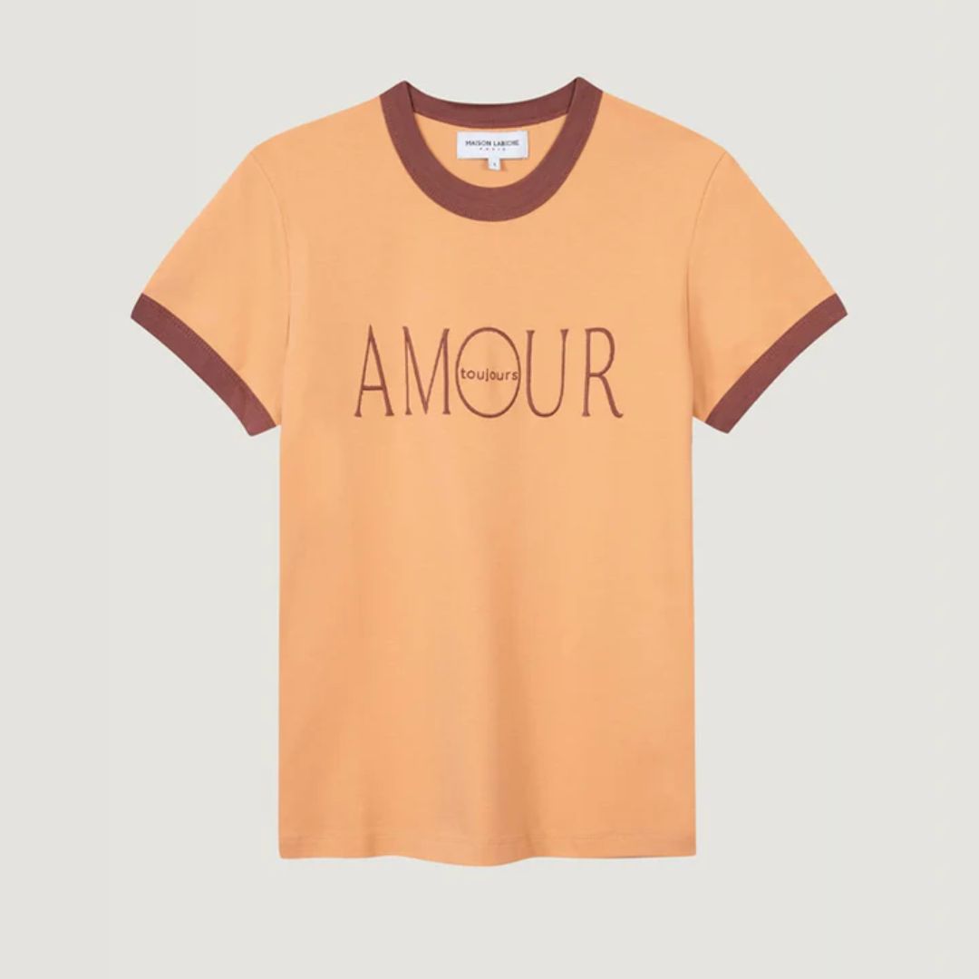 Toujours Dans Amour Montherlant T-Shirt - Vintage French Quote Cotton Tee for Women (Safari Tan) | Casual Wear, Date Night Outfit, Gift for Her