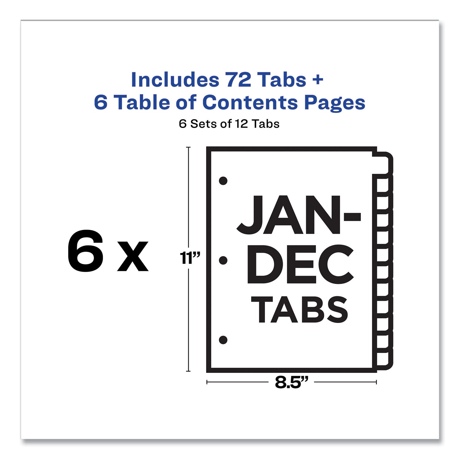 Avery Customizable Table of Contents Index Dividers - 12 Multicolor Tabs (January to December), 8.5