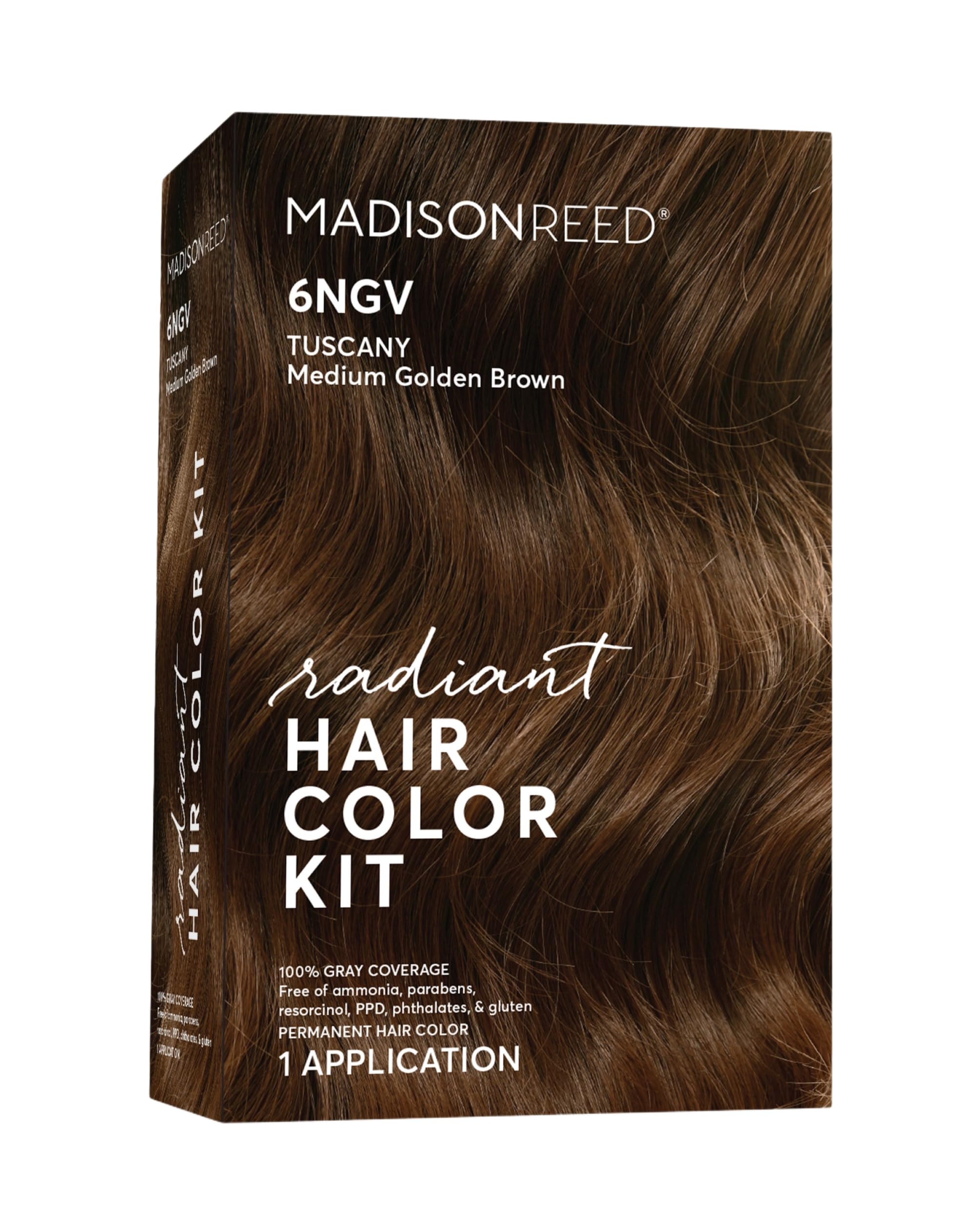 Madison Reed Radiant Hair Color Kit - Medium Golden Brown (6NGV Tuscany Brown) | Ammonia-Free Permanent Hair Dye for 100% Gray Coverage | Pack of 1 | Perfect for At-Home Hair Coloring & Touch-Ups