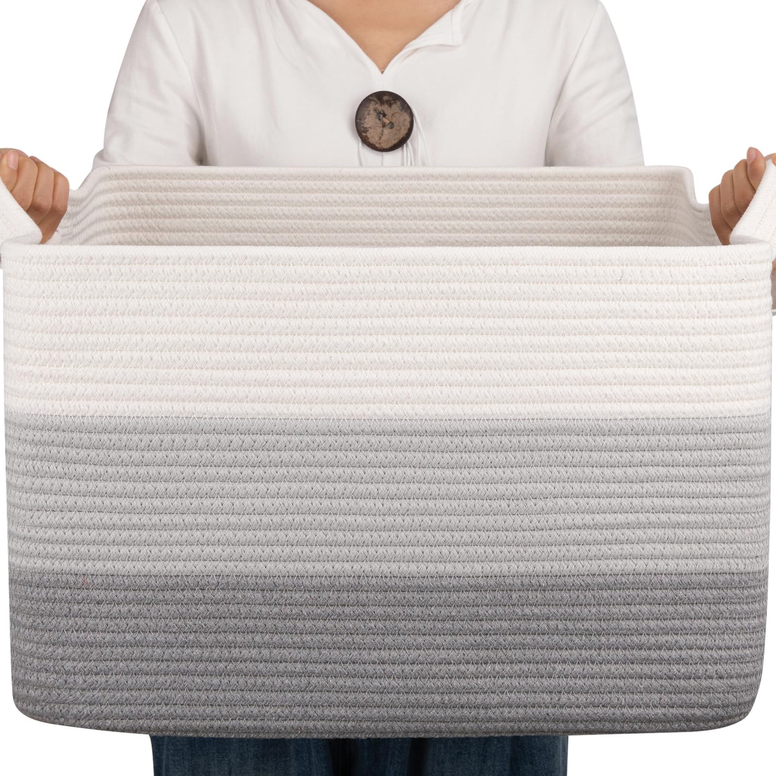 OIAHOMY Cotton Rope Storage Basket - 17.7