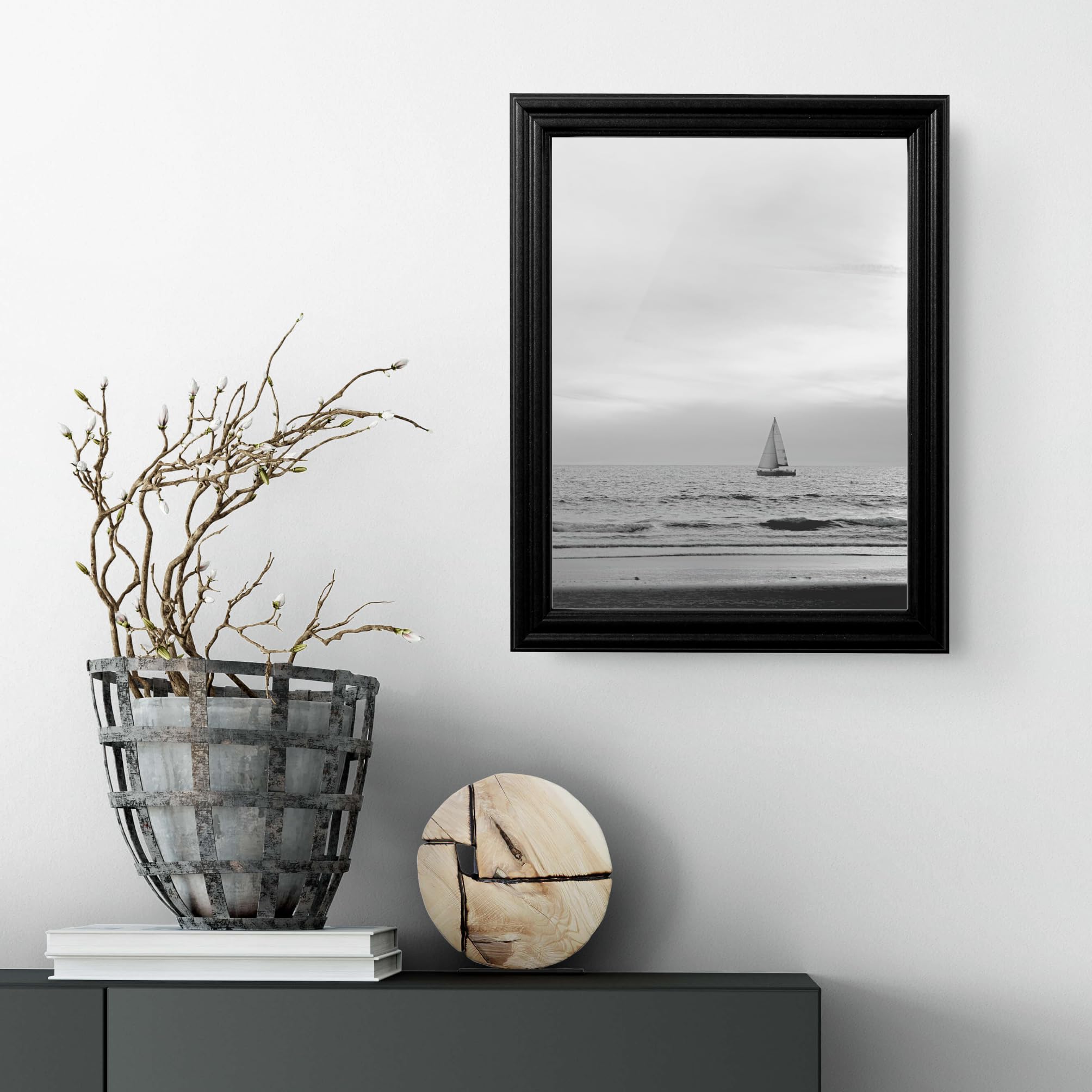 5x22 Inch Black Solid Wood Picture Frame - 0.75