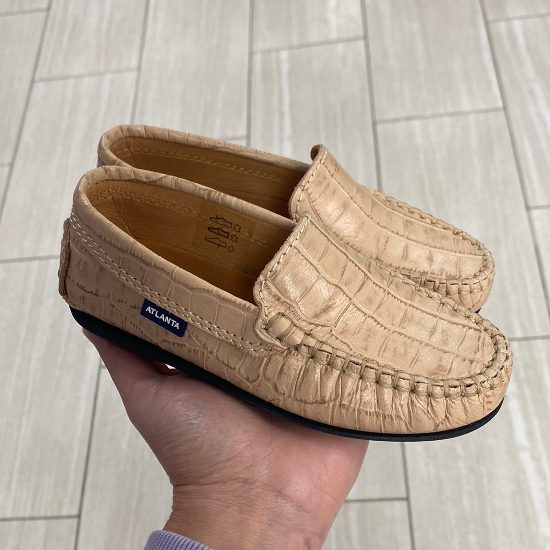 Men's Atlanta Moccasin Tan Crocodile Loafers - Comfortable Casual Slip-On Shoes for Business & Leisure Wear