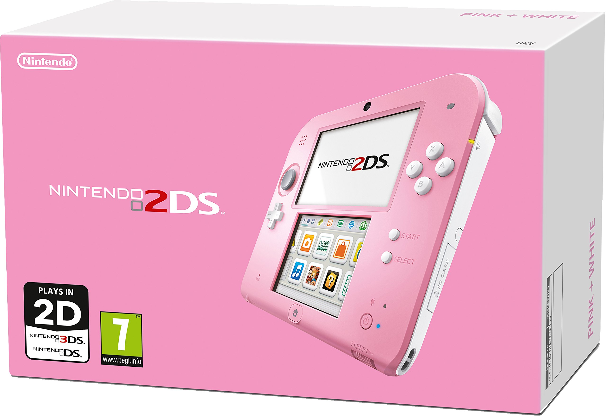 Nintendo 2DS Handheld Gaming Console - Pink & White Portable System | Play Mario, Pokemon & More On-The-Go | Perfect for Travel & Kids Entertainment