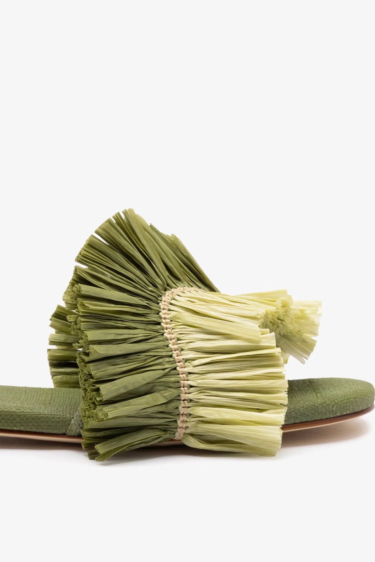 Stylish Ivy Fringe Flat Sandals in Seaweed Raffia - Perfect for Beach Vacations & Summer Outfits