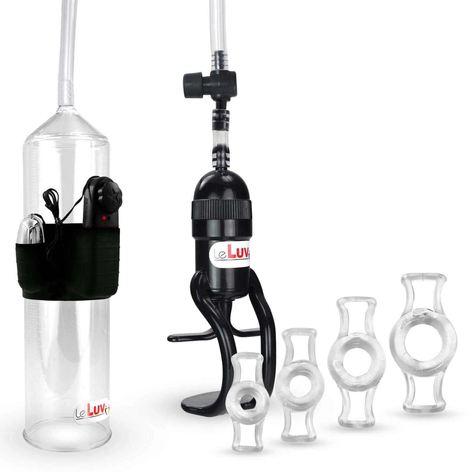 LeLuv Vacuum Pump with Vibrating Function & Multi-Size Constriction Rings – Male Enhancement Kit for Improved Performance & Sensation – Perfect for Home Use & Couples Therapy