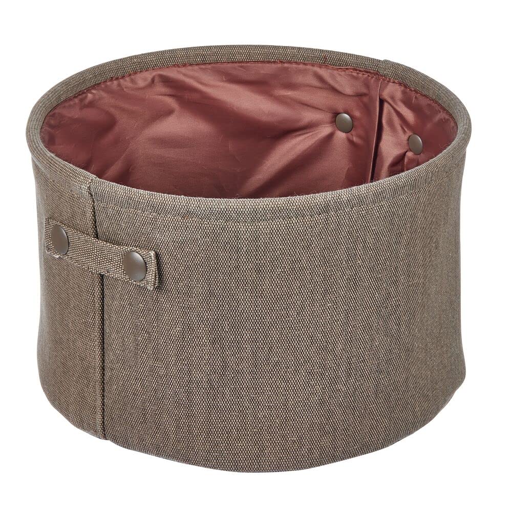 mDesign Soft Cotton Fabric Bathroom Storage Bin with Handles - 2 Pack Organizer for Towels, Toilet Paper Rolls & Bathroom Essentials - Perfect for Closets, Cabinets, Shelves - Textured Weave in Espresso Brown - Ideal for Bathroom Organization & Home Storage Solutions