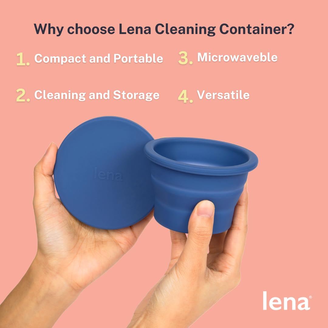 Lena Menstrual Cup Sterilizer Case - Compact & Collapsible Silicone Container for Cleaning Period Cups & Menstrual Discs | Travel, Home, Dorm Use | Feminine Hygiene Essential | Light Blue | Perfect for On-the-Go Women & College Students
