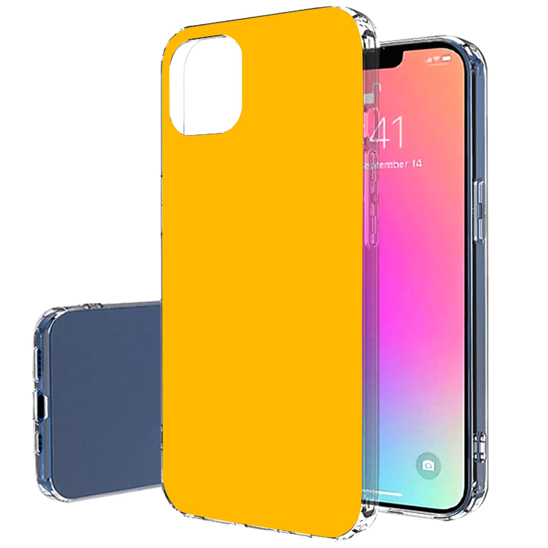 Slim Thin Gel TPU Case for Apple iPhone 13 Pro Max - Lightweight Flexible Soft Anti-Scratch Cover with Yellow Orange Print | Made in USA | Perfect for Everyday Protection & Style