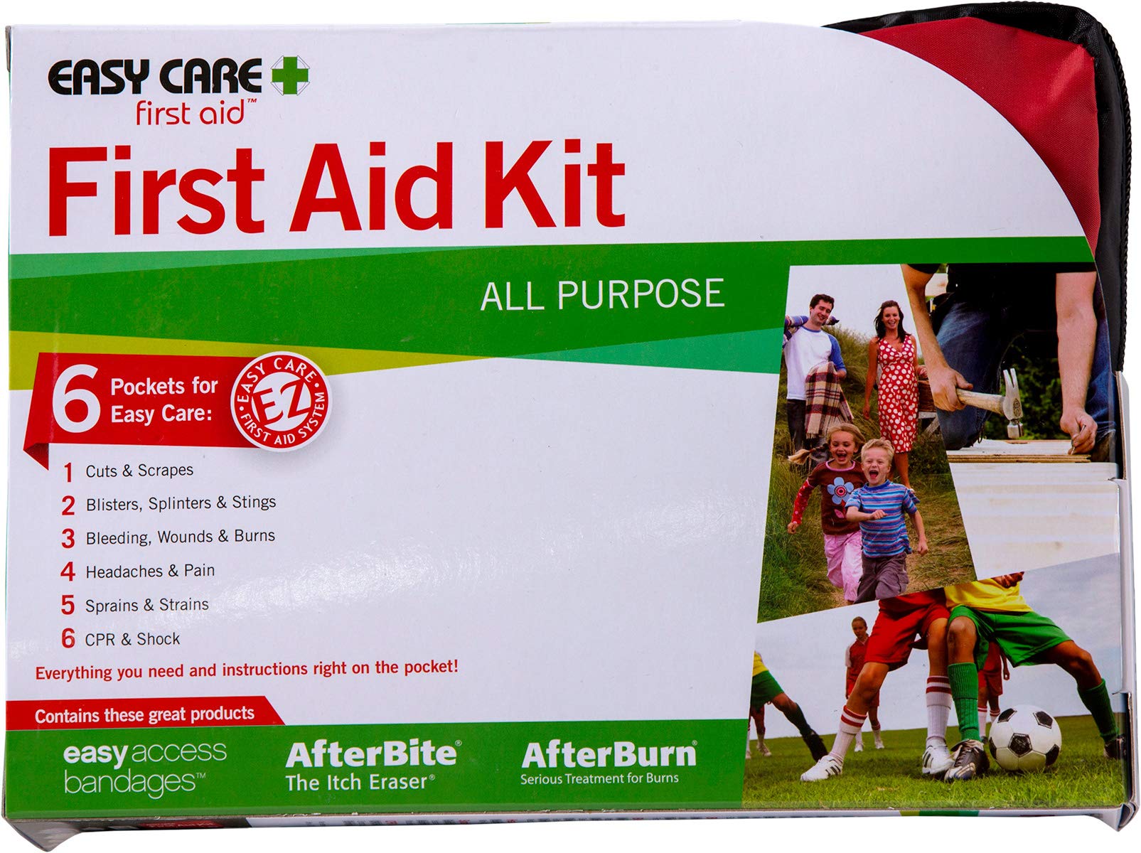 Easy Care All-Purpose First Aid Kit - 120 Pieces Medical Emergency Supplies for Home, Car, Travel & Outdoor Adventures | Compact & Portable for Injuries, Burns & Wounds