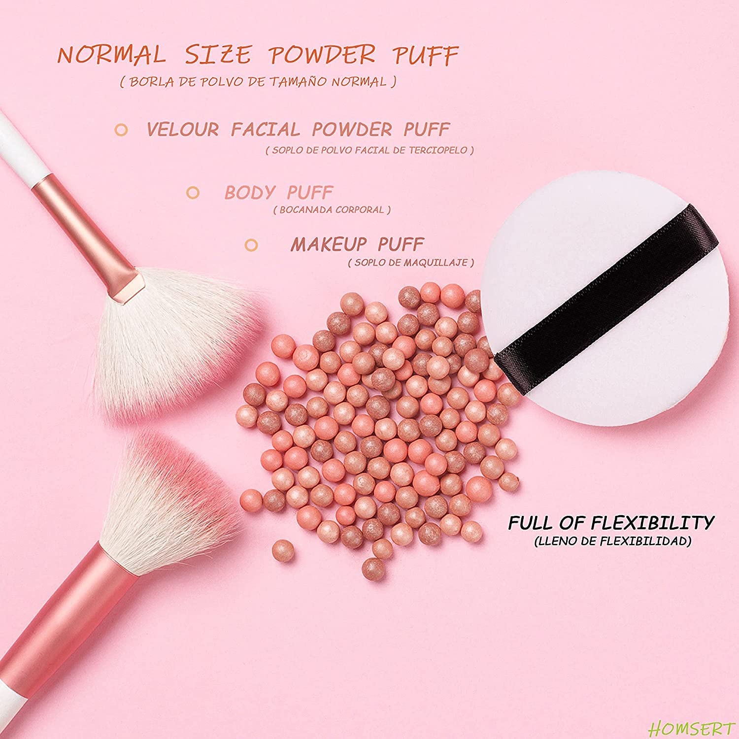 Cosluxe Pro Powder Puff - Ultra Soft Washable Velour Fluffy Makeup Puff with Ribbon | Pure Cotton Round Powder Applicator for Loose & Mineral Powder | Perfect for Body, Face & Setting Powder | White (Medium, 3-Pack) | Ideal for Home, Travel & Professional Makeup Application