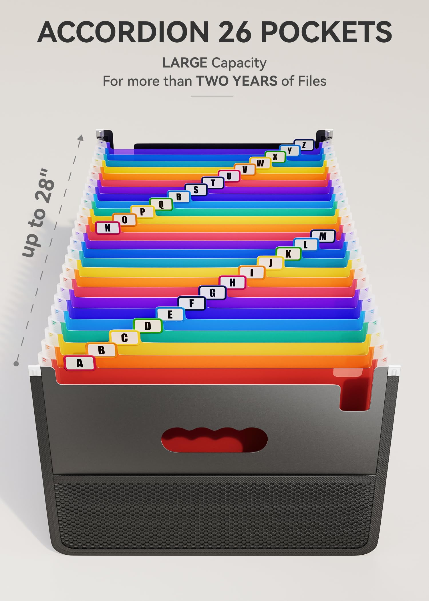 ABC Life 26-Pocket Accordion File Organizer - Expandable A4/Letter Size Document Folder with Mesh Bag & A-Z Alphabetical Tabs - Portable Bill/Receipt Organizer for Home Office, School, and Business Use