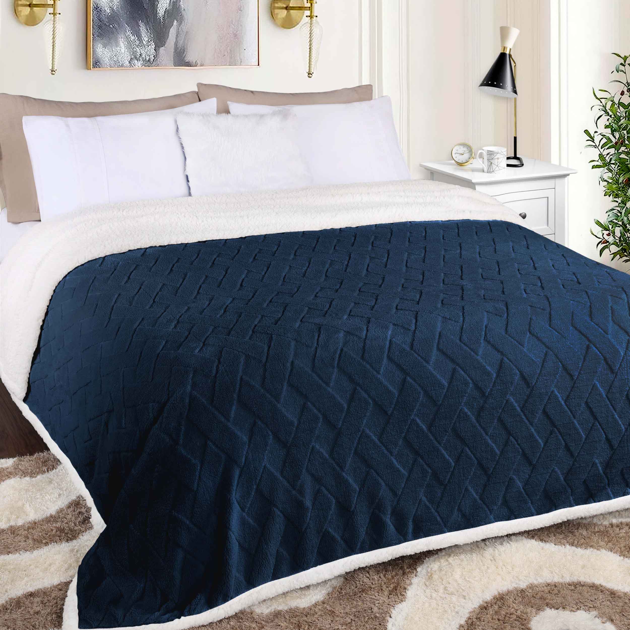 Nuuk Reversible Jacquard Lattice Plush Sherpa Fleece Blanket - Ultra Soft & Warm Winter Throw for Couch, Bed, Sofa - Perfect for Home, Office & Travel Use