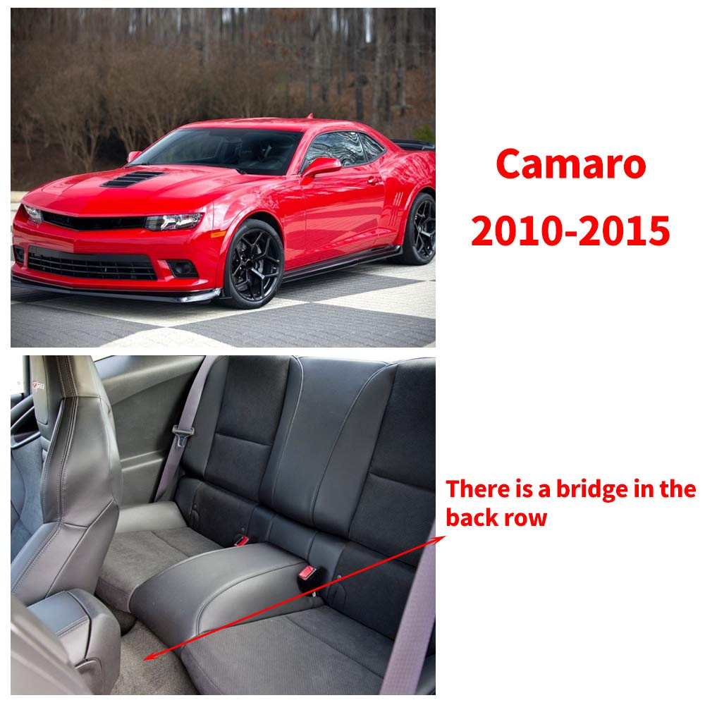 2010-2015 Camaro 2nd Row Car Floor Mats - Full Coverage All-Weather Protection Non-Slip Leather Liners with Hump Design (Black) | Perfect for Winter Snow, Mud & Daily Commute