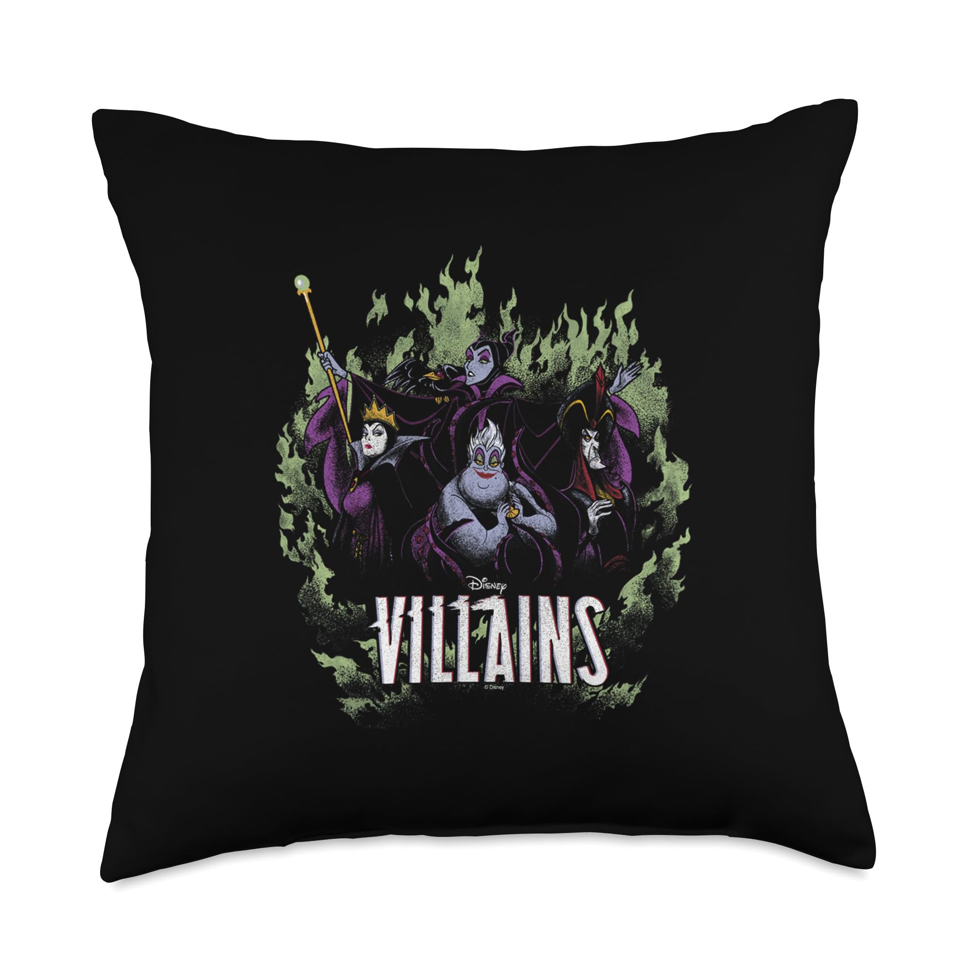 Disney Villains Green Flames Throw Pillow - Soft Decorative Cushion for Sofa, Bed & Home Decor - Perfect for Disney Fans & Movie Themed Rooms
