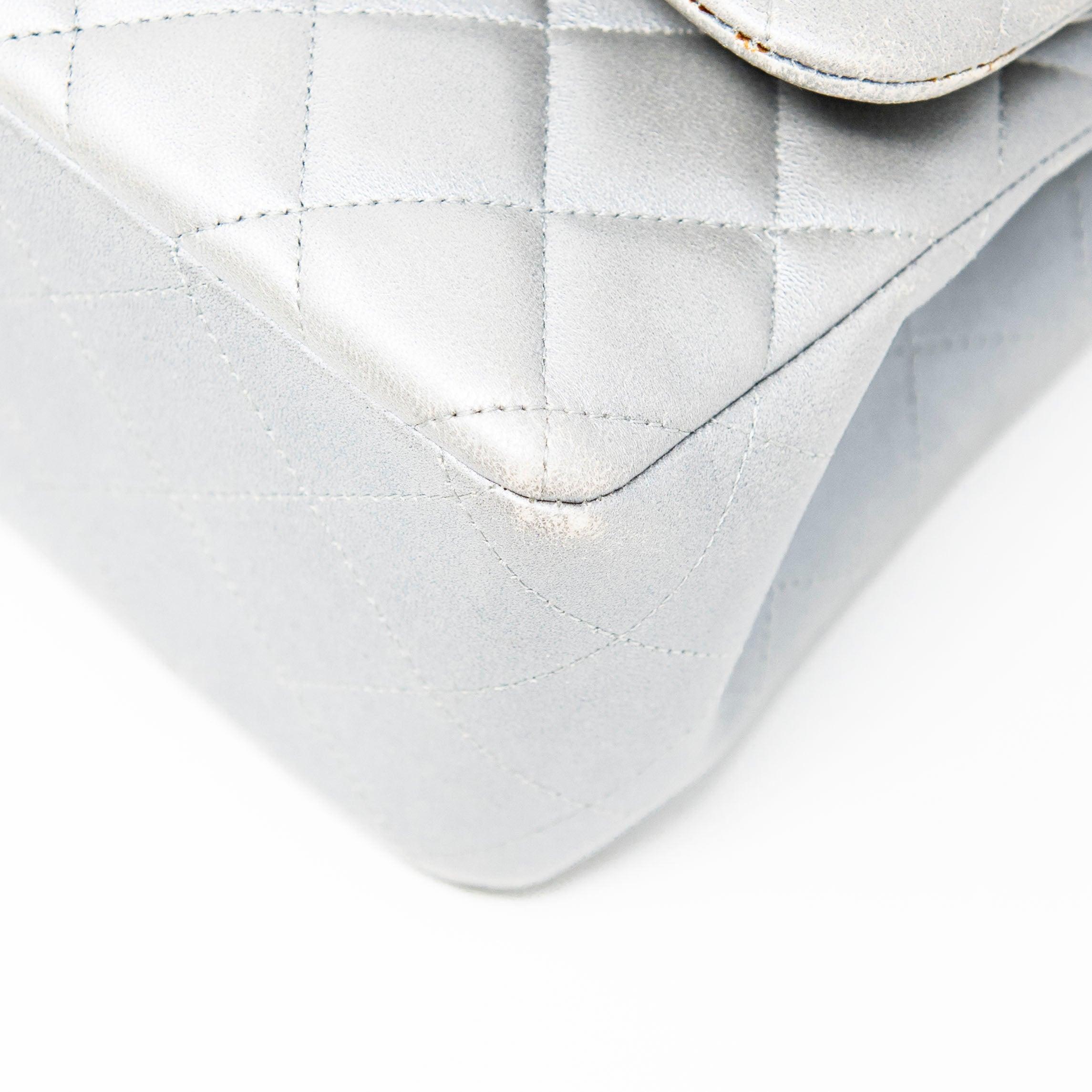 Chanel Silver Jumbo Classic Flap Bag - Luxury Designer Handbag for Women | Perfect for Evening Parties, Work & Special Occasions