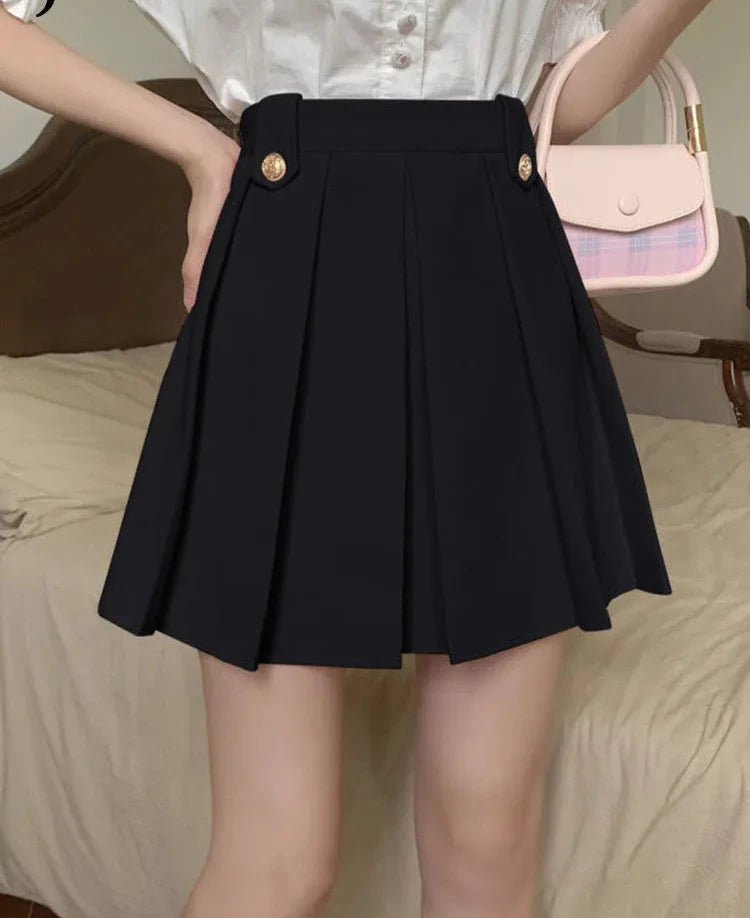 Korean Style High Waist Pleated Mini Skirt for Women - Pink & Black A-Line Skirts | Spring Summer Fashion, School Uniform, JK Skirt, Casual Outfit