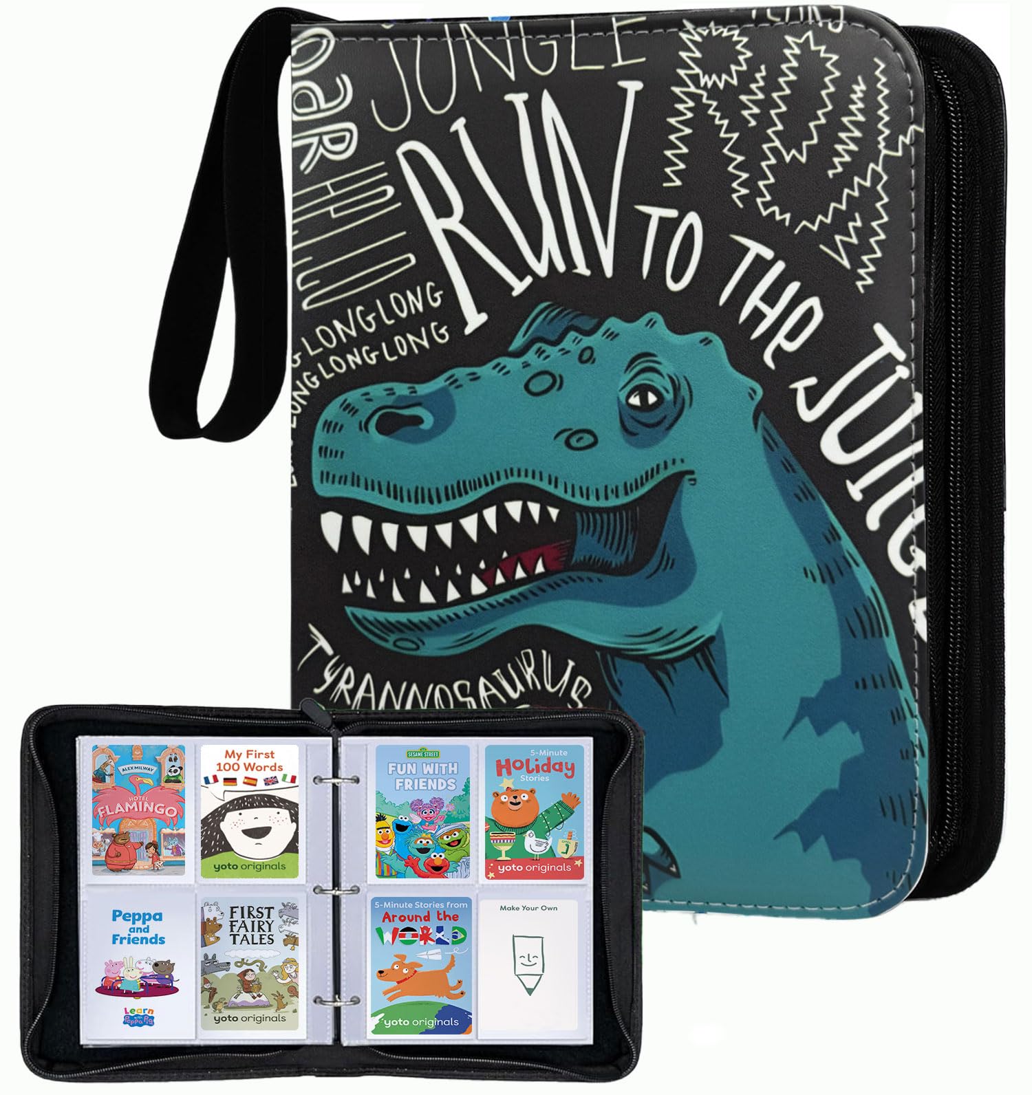 Yoto Card Holder - 120 Cards Capacity Zippered Organizer Case for Yoto Player & Yoto Mini | Durable Black Card Binder | Perfect for Kids' Audio Learning & Travel Storage