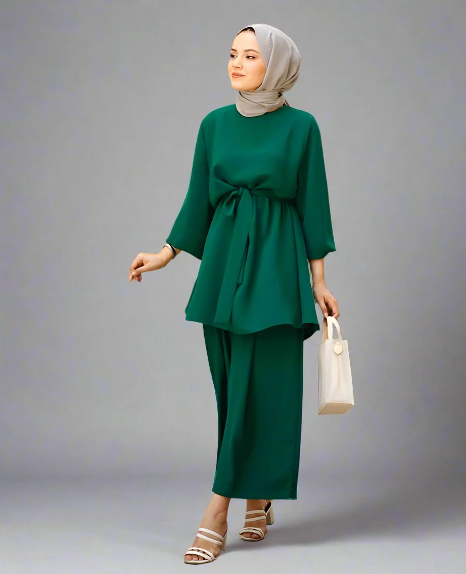 Modest Long Sleeve Tops & Pants Set for Muslim Women - Loose Fit Prayer Outfit, Hijab Fashion, Everyday Wear