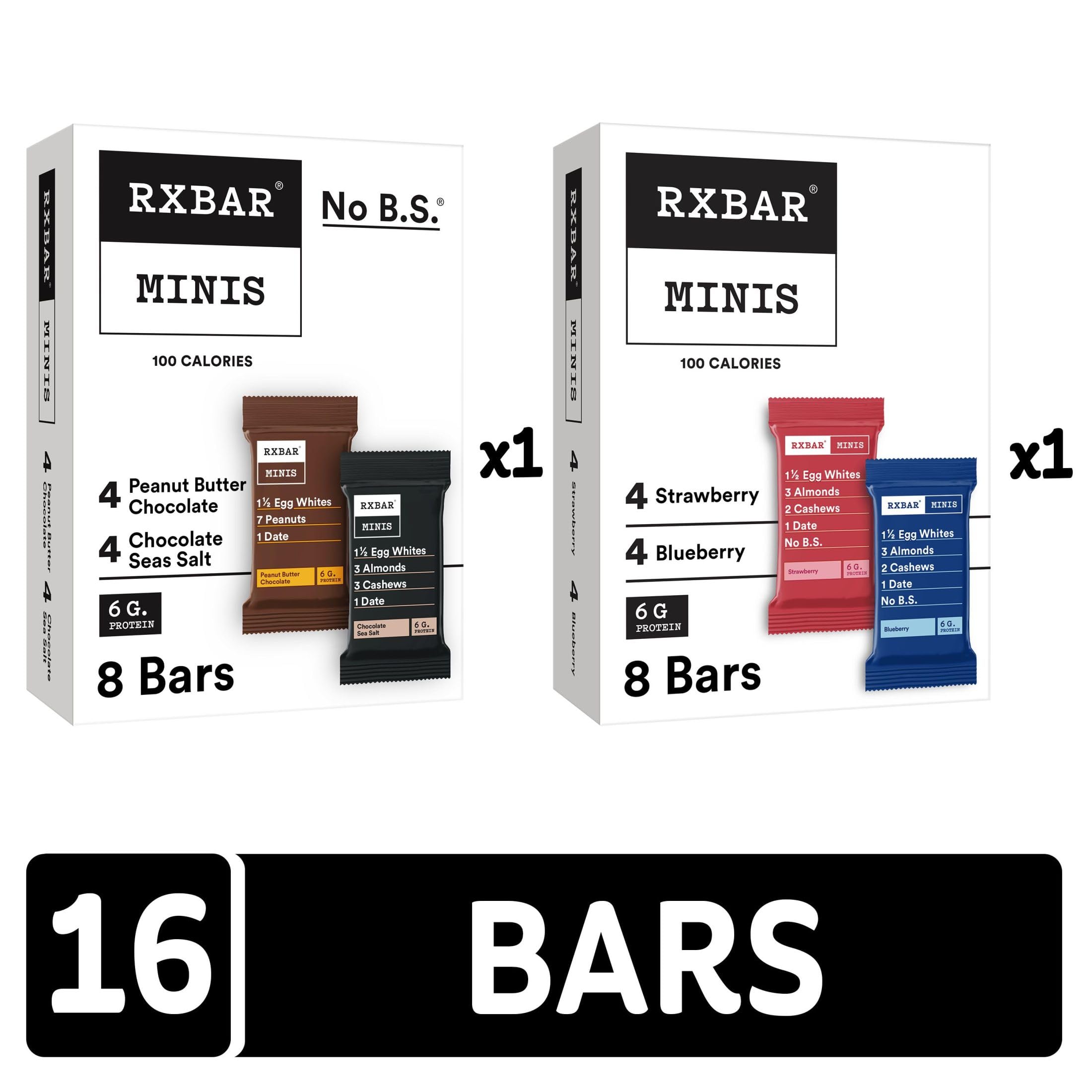 RXBAR Minis Protein Bars Variety Pack - 16 Count for On-the-Go Snacking