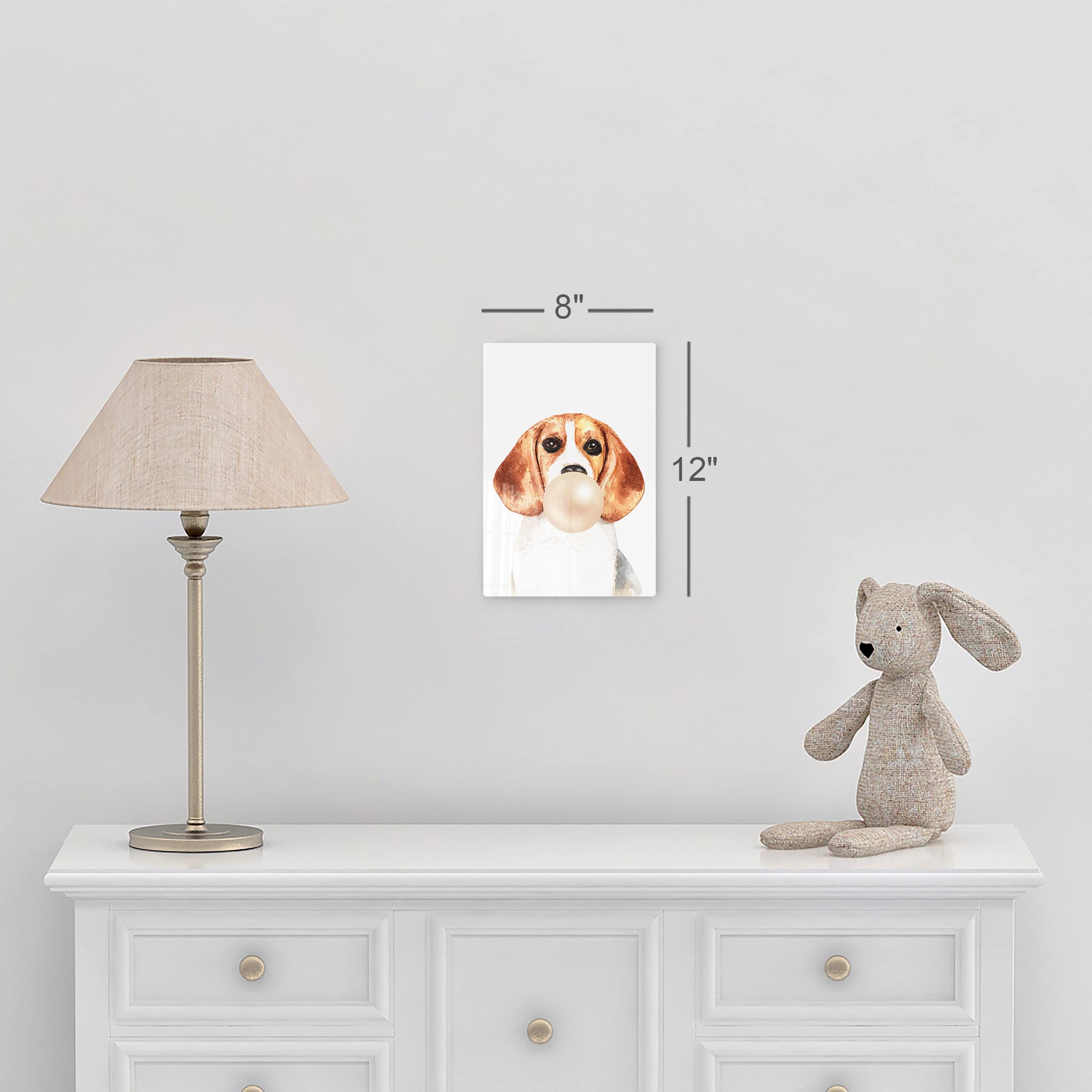 Beagle Dog Chewing Bubble Gum Metal Wall Art Print - 17x11 | Pet Lover Gift, Animal Pop Art for Office, Living Room, Bedroom & Nursery Decor | Unique Home & Wall Decor for Dog Lovers