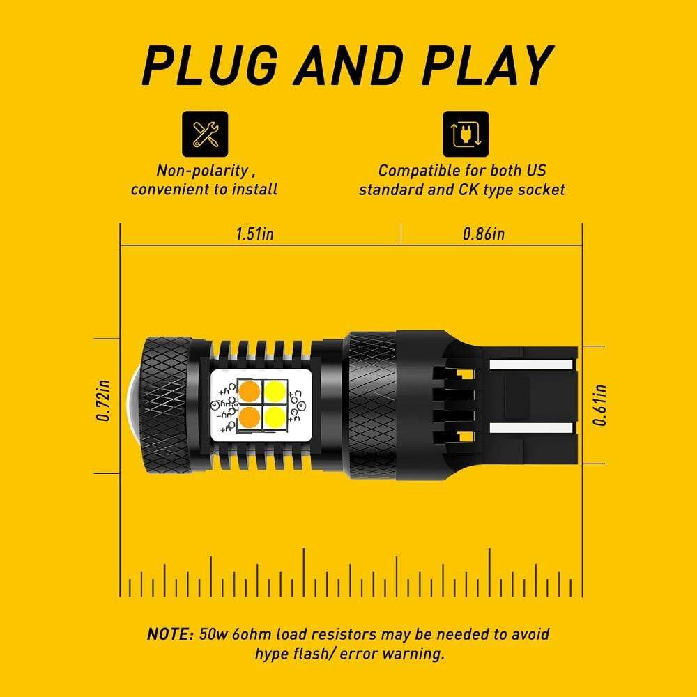 AUXITO 3157 4157 LED Bulb - Dual Color Switchback White & Amber - Projector Turn Signal Lights - Perfect for Car, Truck, SUV & Motorcycle Headlight Upgrades