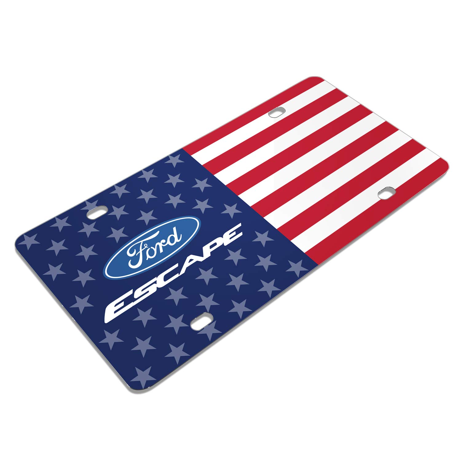 Ford Escape License Plate - USA Flag Graphic Metal for Car Front & Rear