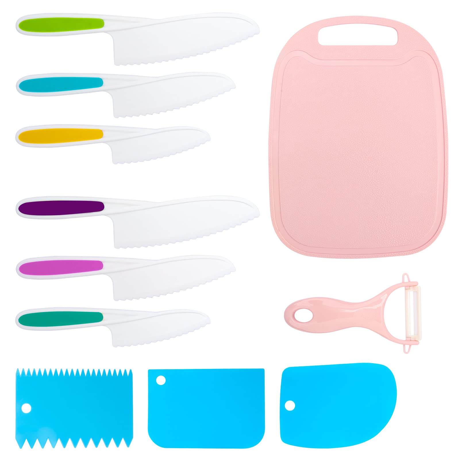 11-Piece Kids Cooking Knife Set - Safe Nylon Knives for Real Food Prep - Perfect for Fruits, Bread & Vegetables - Ideal Christmas Gift for Boys & Girls Ages 3-8 - Encourage Little Chefs in the Kitchen