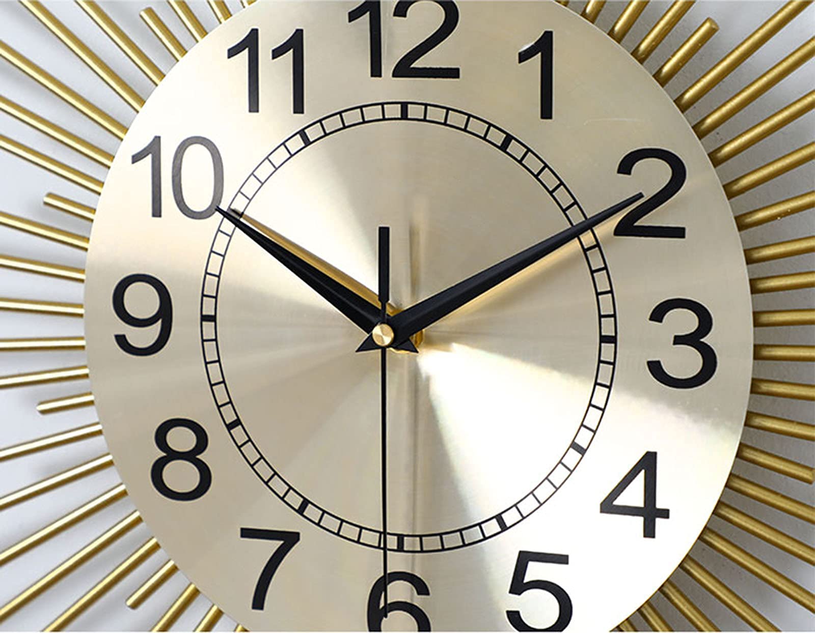 Modern Round Metal Wall Clock - Silent Iron Sunburst Design for Home & Hotel Decor - Gold 58cm - Perfect for Living Room, Bedroom & Office Interior Decoration