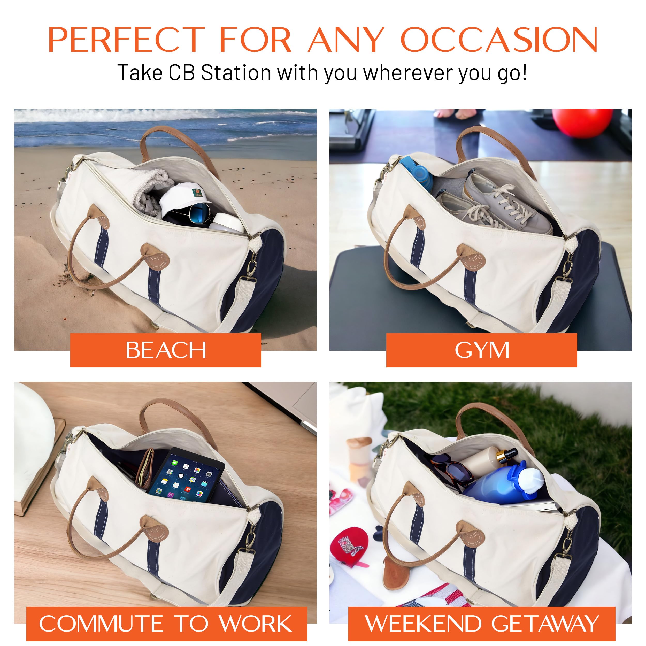 Durable 20 oz Cotton Round Duffel Carry On Bag for Travel, Gym & Sports - Perfect for Weekend Getaways, Workouts & Outdoor Adventures