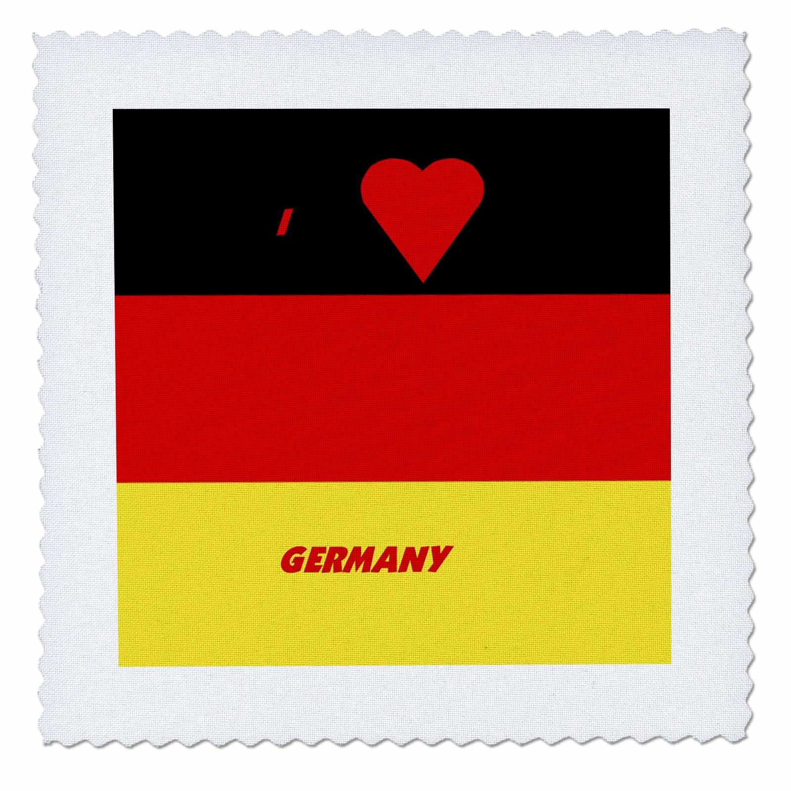 3D Rose I Love Germany Quilt Square - 10x10 Inch Cotton Fabric Patch for DIY Sewing, Quilting, Home Decor & Craft Projects - Perfect for Blankets, Pillows, Bags & Scrapbooking