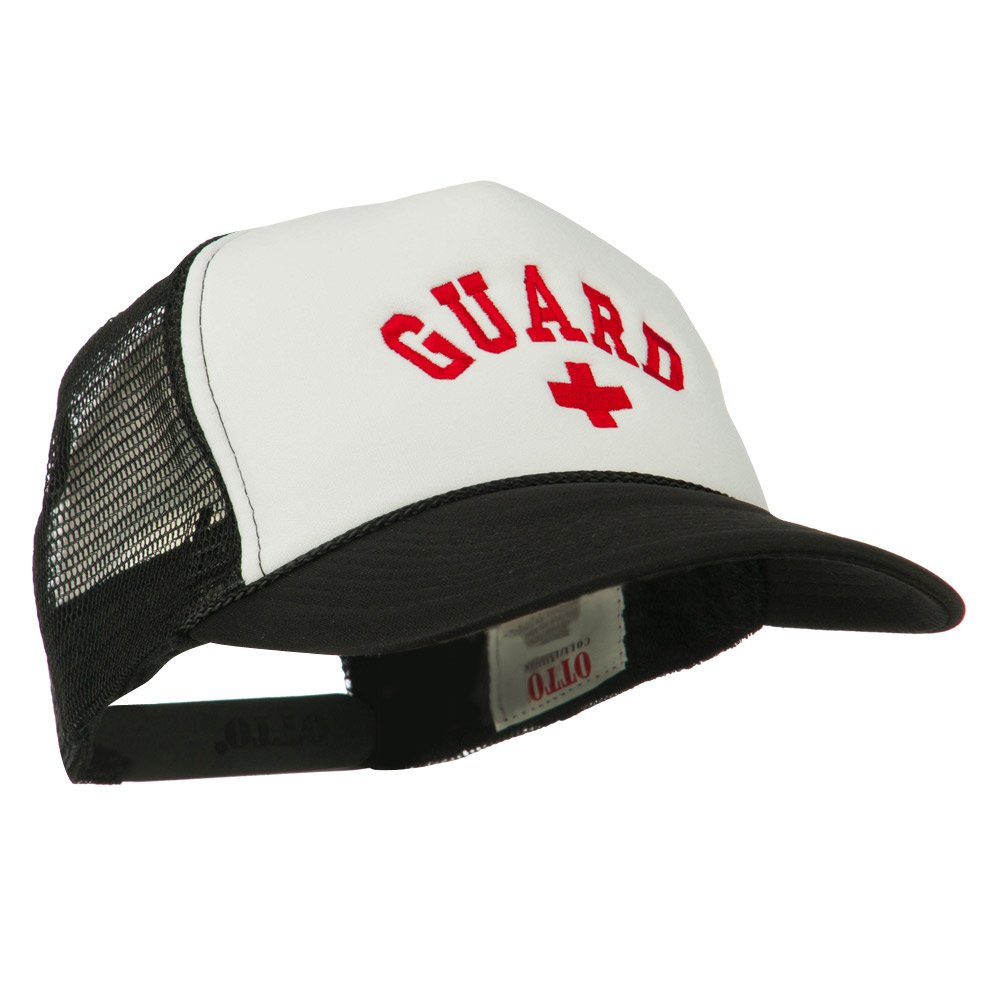 Life Guard Cross Embroidered Foam Mesh Back Cap - Breathable Adjustable Swim Hat for Beach, Pool & Water Sports