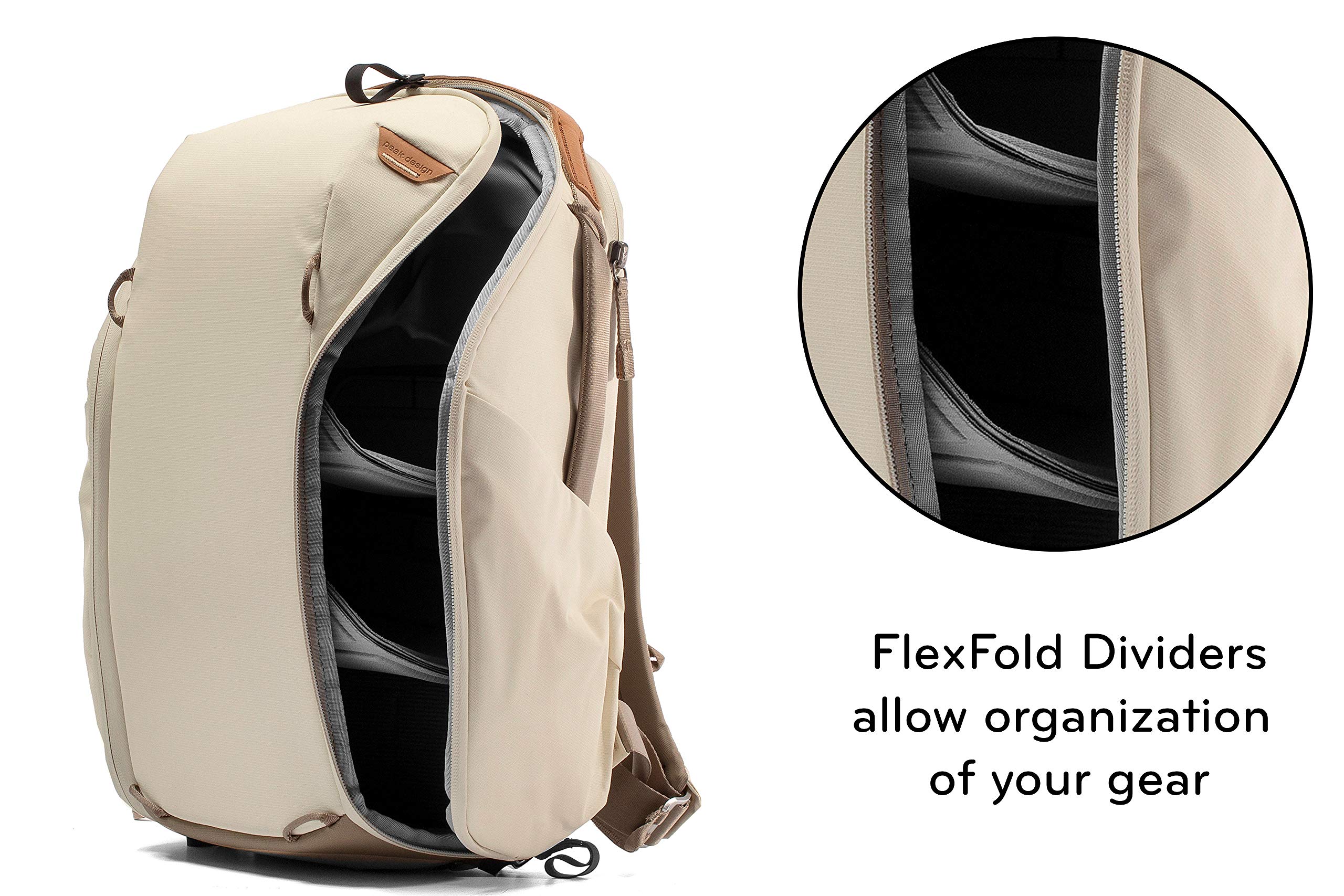 Peak Design Everyday Backpack Zip 15L Bone - Lightweight Carry-On Laptop Backpack with Padded Sleeve for MacBook, Travel & Work (BEDBZ-15-BO-2) - Perfect for Commuting, Business Trips & Urban Exploration