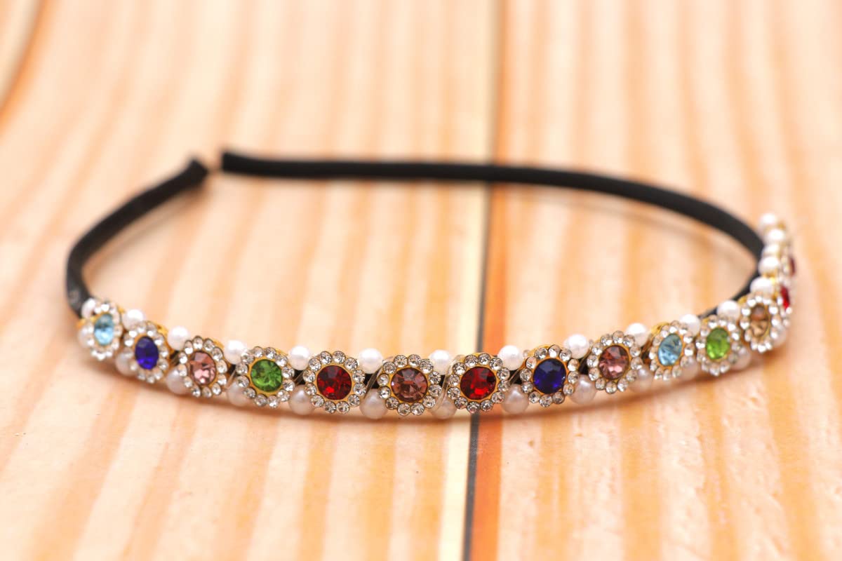 **NAVMAV Sparkling Rhinestone Headbands for Women - Non-Slip Beaded Hair Accessories (2-Pack) - Perfect for Weddings, Parties & Everyday Glam**