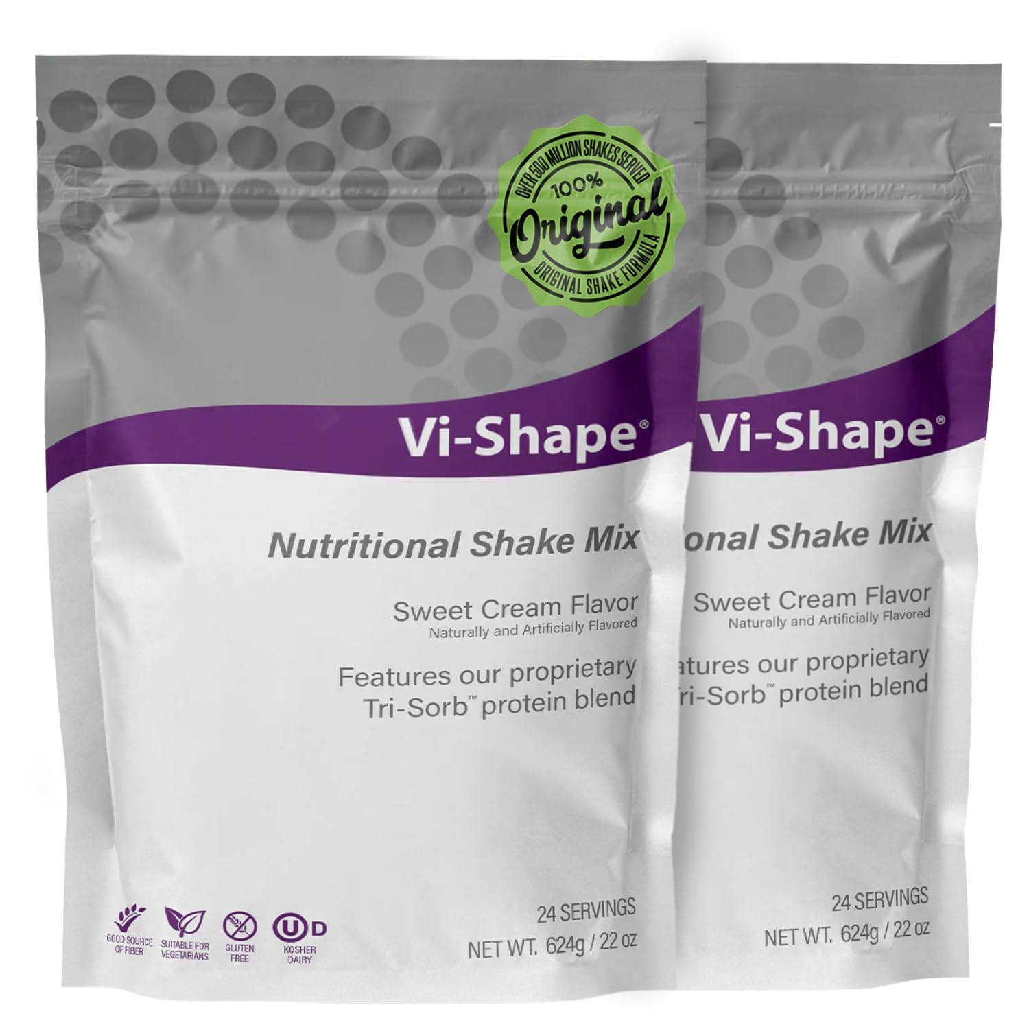 Vi-Shape Original Nutritional Shake Mix - Sweet Cream Flavor | 22oz (2 Bags, 48 Servings) | Protein Powder for Weight Loss & Meal Replacement | Perfect for Smoothies, Breakfast & Post-Workout Recovery