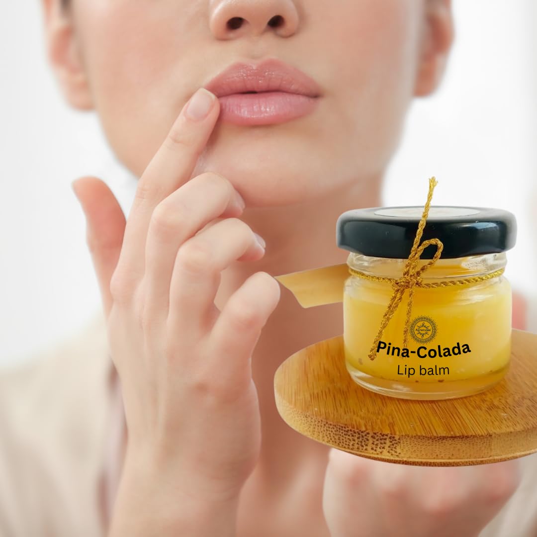 Organic Vegan Pina Colada Lip Balm for Extreme Hydration - Moisturizing Lip Care for Men, Women, Boys & Girls - 25g Glass Jar - Perfect for Dry Lips, Winter Care & On-the-Go Moisturizing