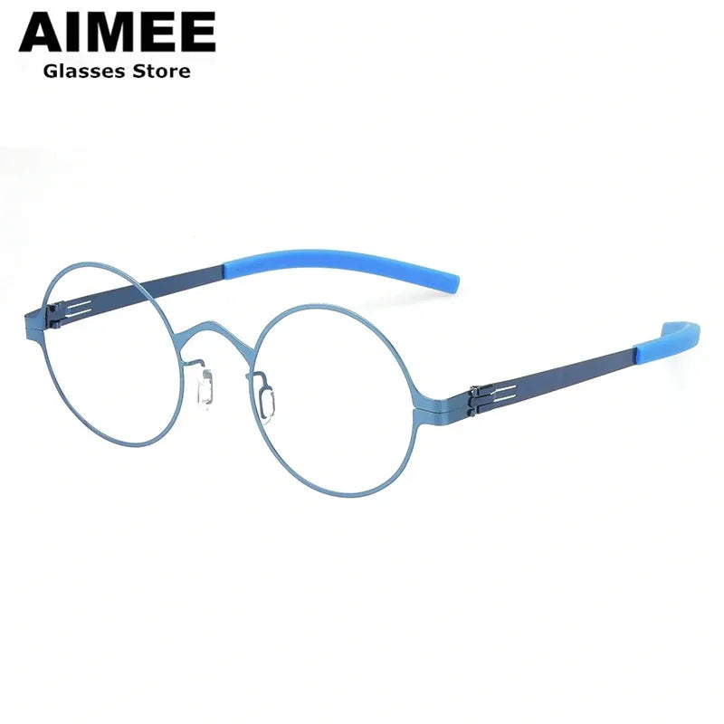 Aimee Women's Full Rim Round Screwless Steel Eyeglasses Frame 1176 - Lightweight Comfortable Eyewear for Reading, Work & Fashion Accessories