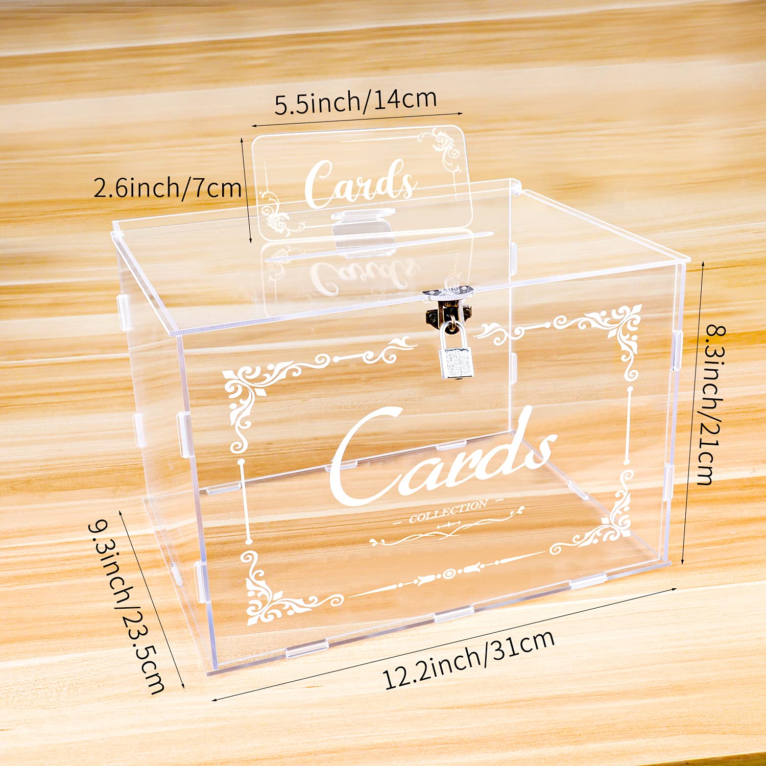 Acrylic Wedding Card Box with Lock - Clear Money Gift Holder for Wedding, Anniversary, Birthday, Graduation & Baby Shower - Perfect for Reception Decor & Secure Cash Gifts