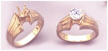 14K Solid Gold 6 or 7mm Round 6-Prong V-Shaped Notched Ribbed Ring Setting - Size 7 - Perfect for Engagement Rings, Wedding Bands & Fashion Jewelry Making