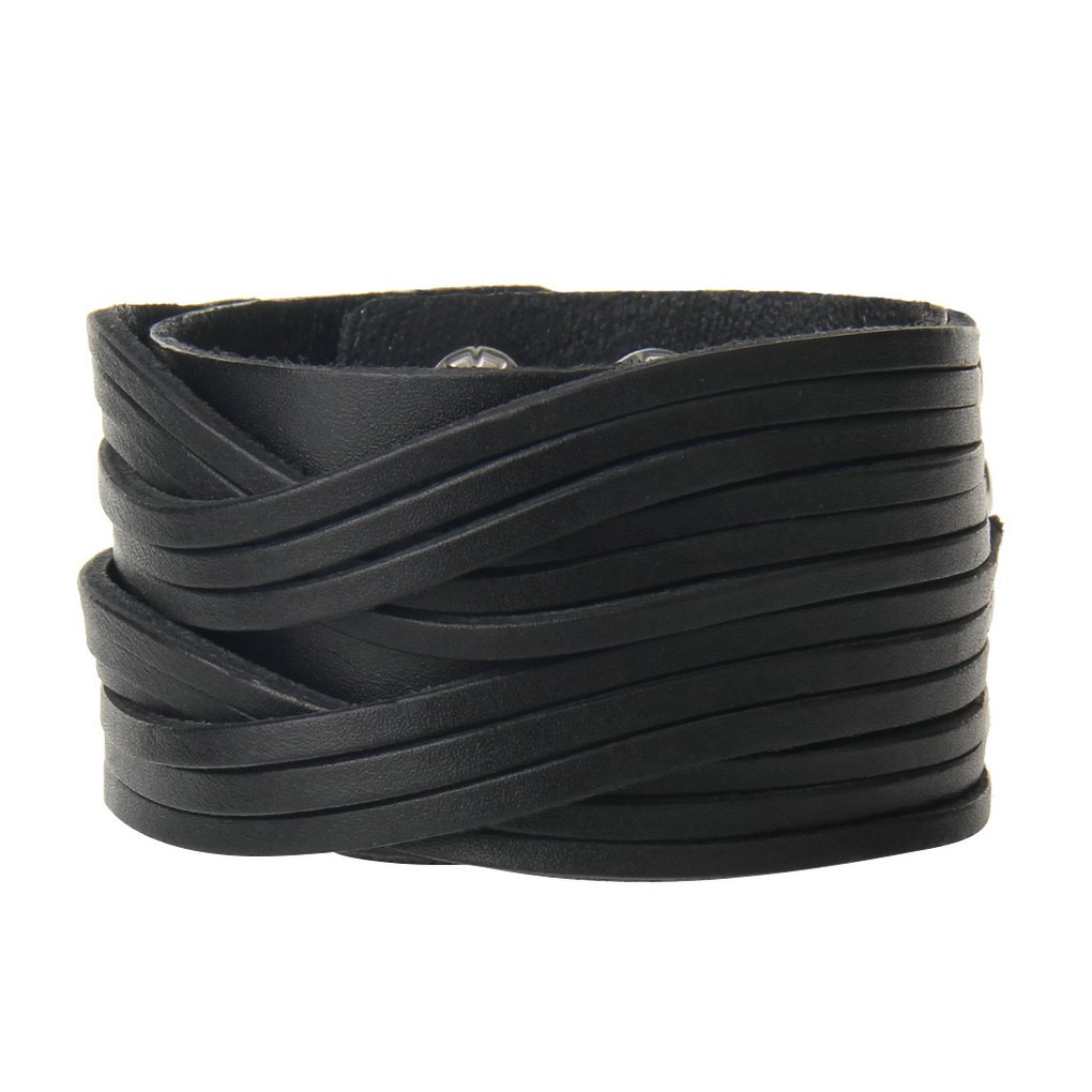Men's & Women's Black Leather Bracelet - Punk Style Wrist Cuffs & Arm Bands | Perfect for Rock Concerts, Biker Events & Gothic Fashion Accessories