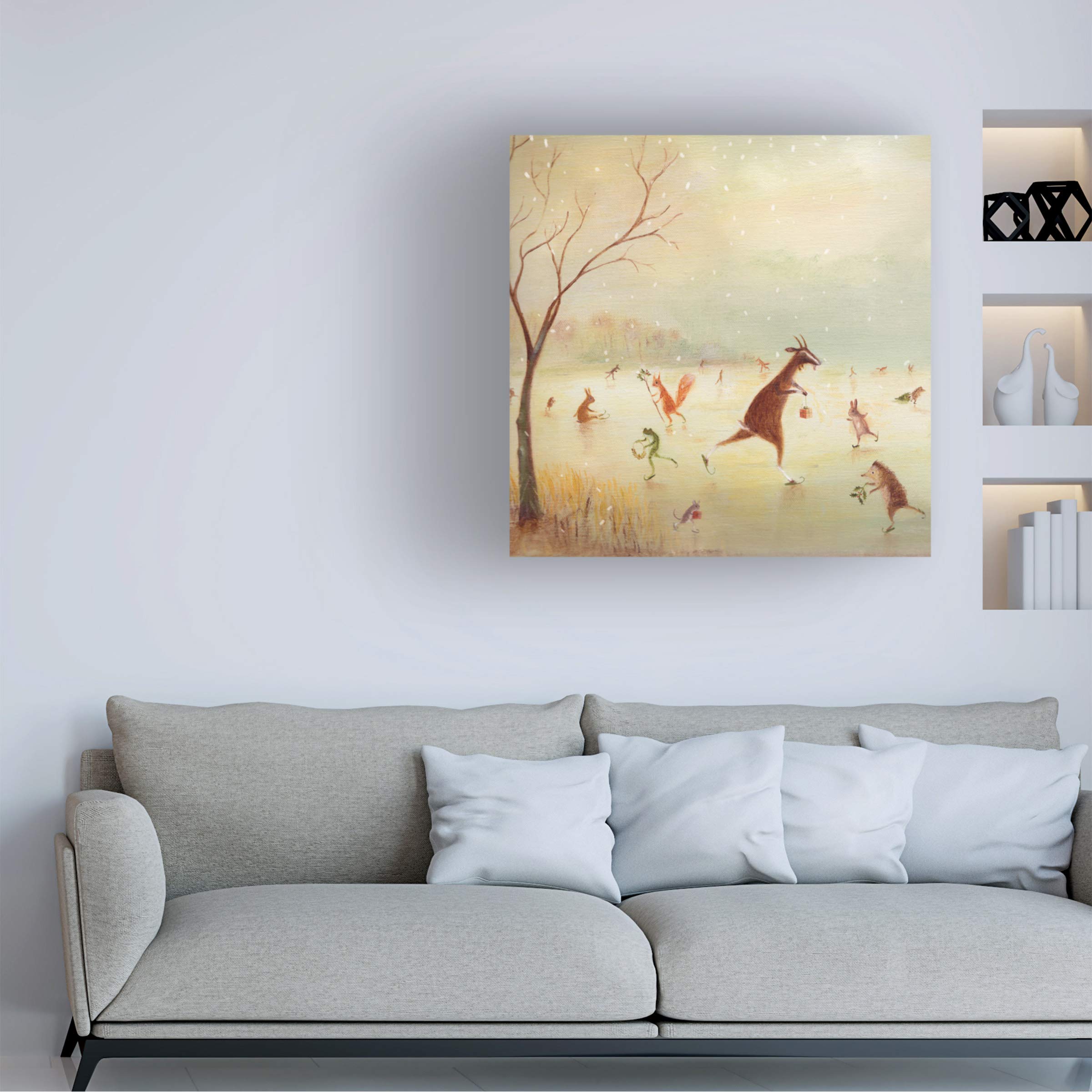 Trademark Fine Art - 18x18 The Winter Skaters by DD McInnes - Premium Canvas Wall Art - Perfect for Living Room, Bedroom & Office Decor