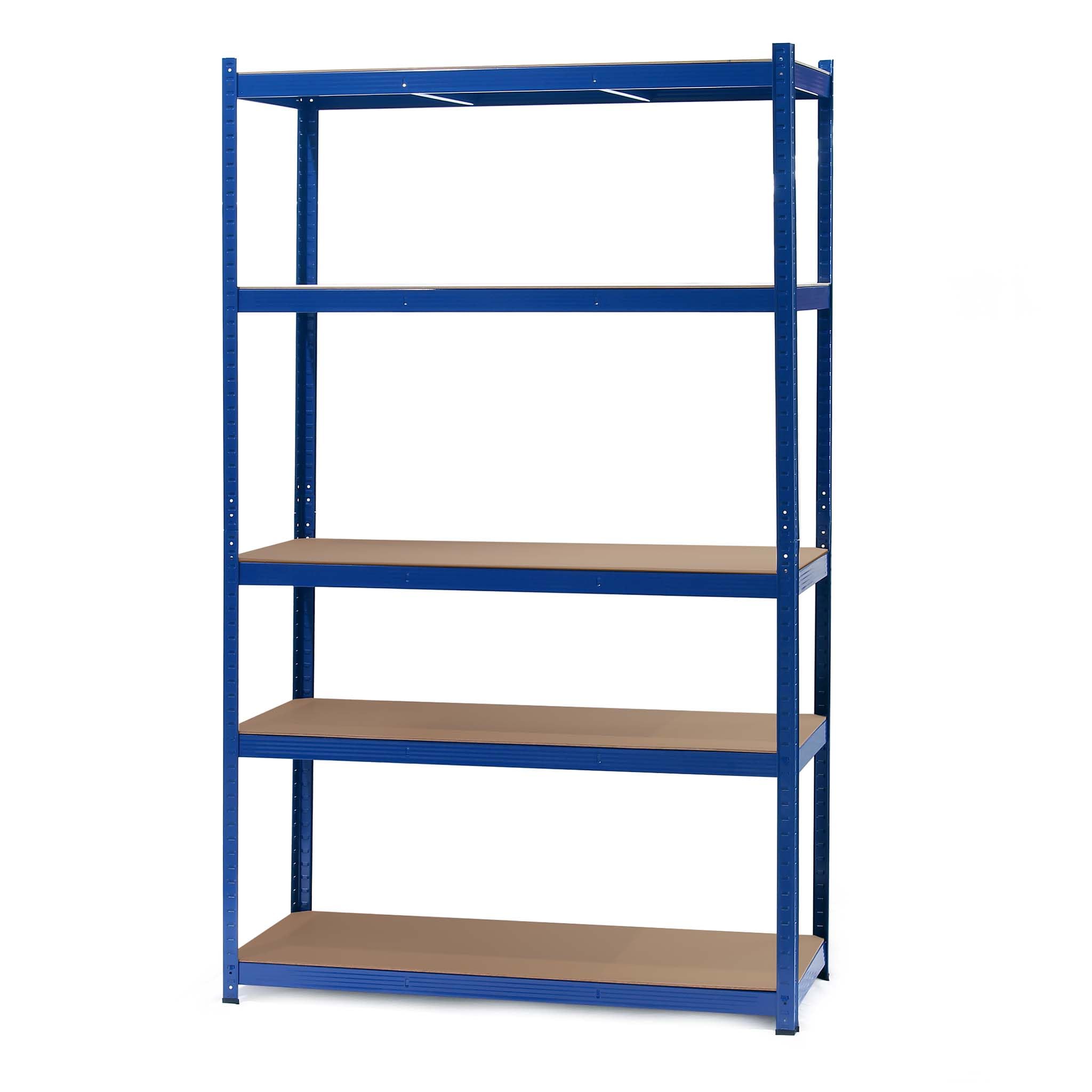 Wiltec Heavy Duty Boltless Shelving Unit 100x50x204cm - 5-Tier Industrial Storage Rack, 200kg Capacity per Shelf, Blue Metal Shelves for Garage, Workshop & Warehouse Organization