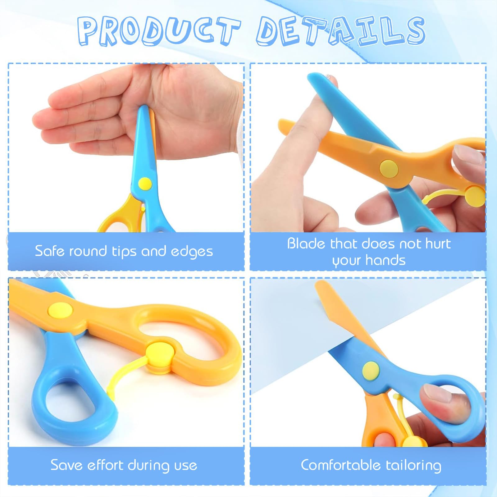 LovesTown 16PCS Kids Safety Scissors - Plastic Preschool Training Scissors for Children, Toddler Craft Scissors with Rounded Tips - Perfect for Classroom Art Projects, Homeschool Supplies & Early Childhood Development Activities
