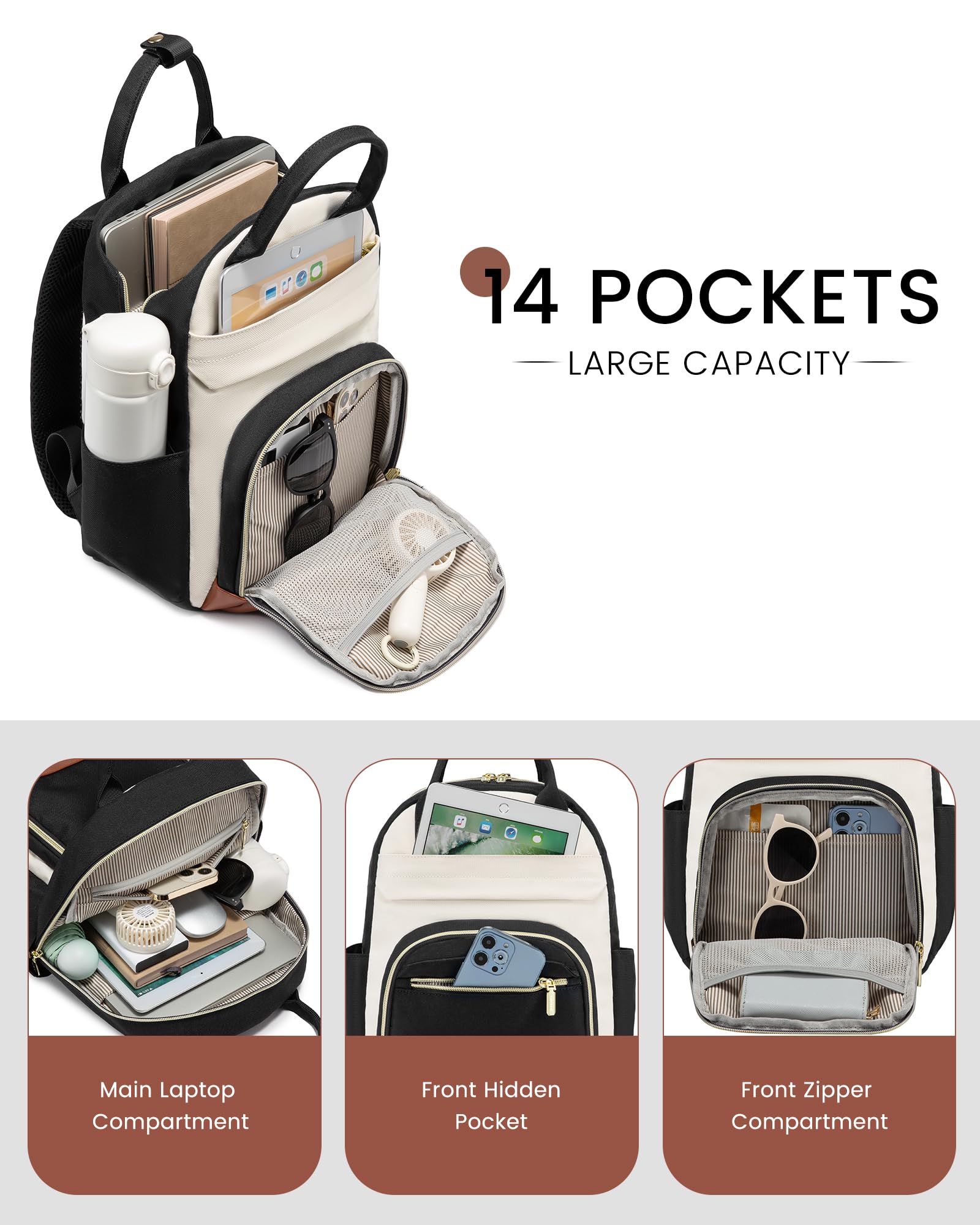 LOVEVOOK Small Backpack Purse for Women - Mini Backpack Bag, Cute Fashion Backpack for Daily Use, Travel & Work - Beige, Black, Brown - Perfect for Commuting, Shopping & Weekend Getaways