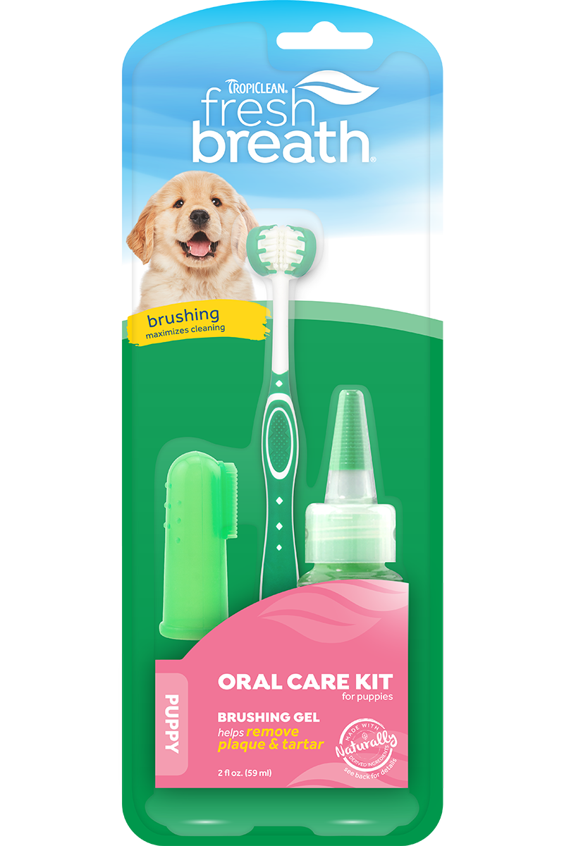 TropiClean Fresh Breath Oral Care Kit for Puppies - 2oz/59ml Dog Teeth Cleaning Solution - Puppy Dental Care Products for Healthy Teeth & Gums - Perfect for Daily Oral Hygiene Routine at Home
