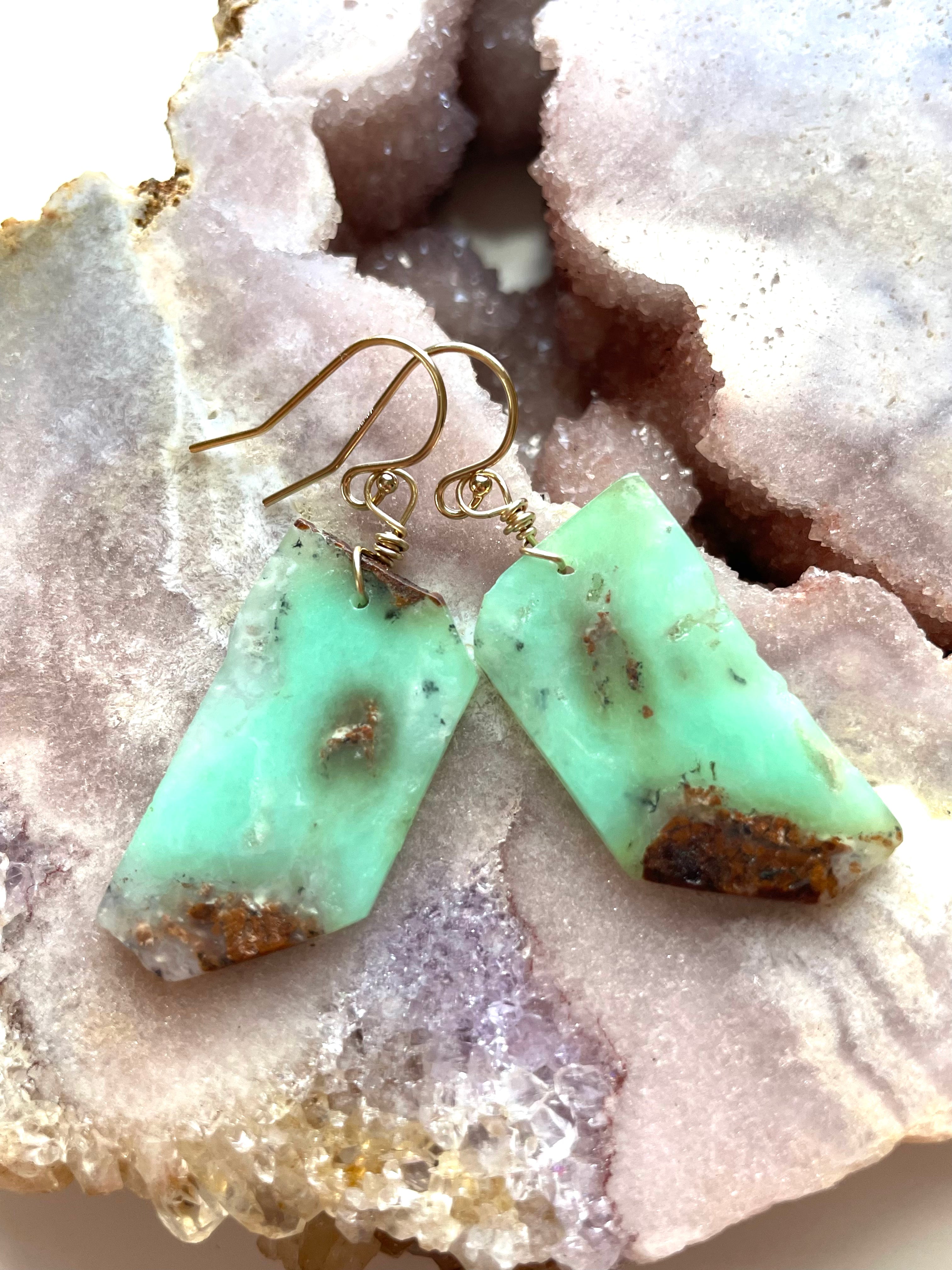 Stunning Chrysoprase Statement Earrings in Gold Fill – Elegant Dangle Earrings for Women | Perfect for Parties, Weddings & Special Occasions