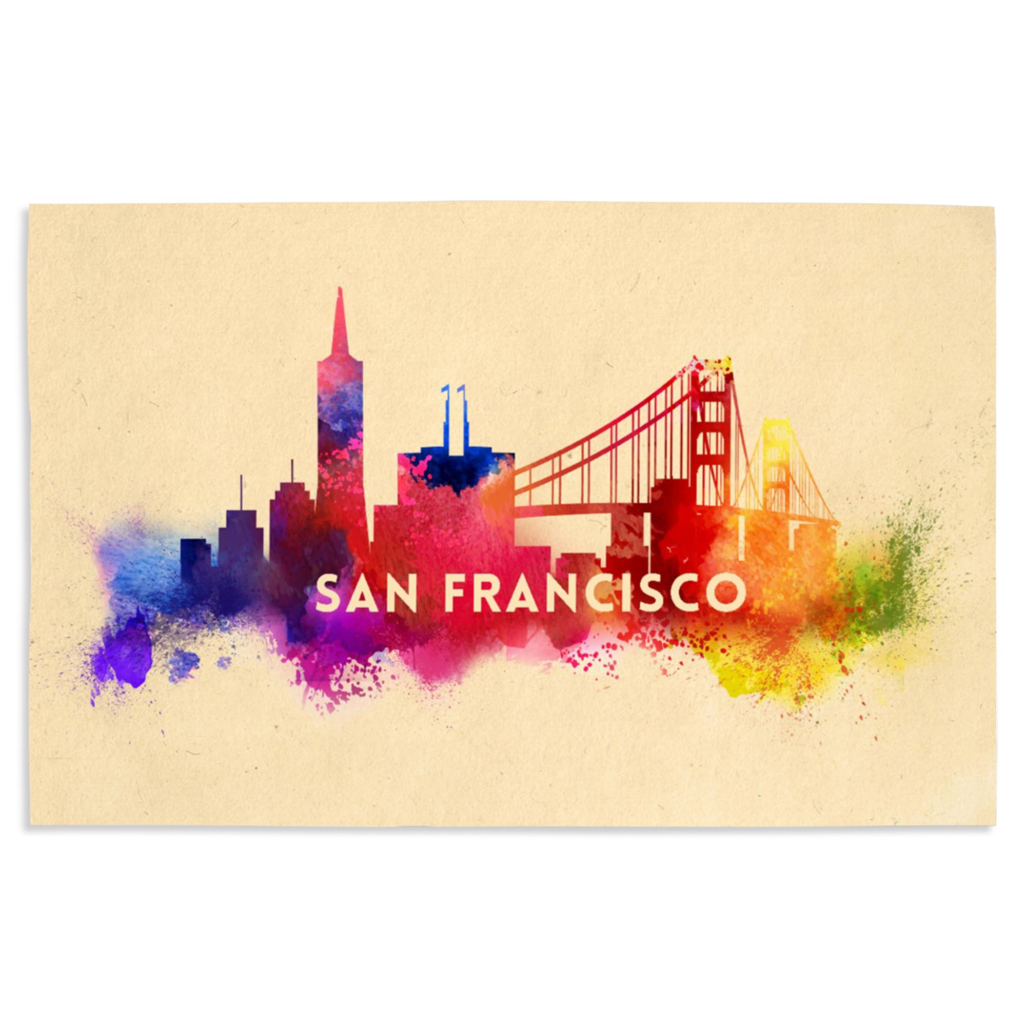 Lantern Press 16x24 Inch Giclee Art Print - San Francisco California Skyline Abstract Wall Art in Cream | Modern Home Decor for Living Room, Bedroom & Office